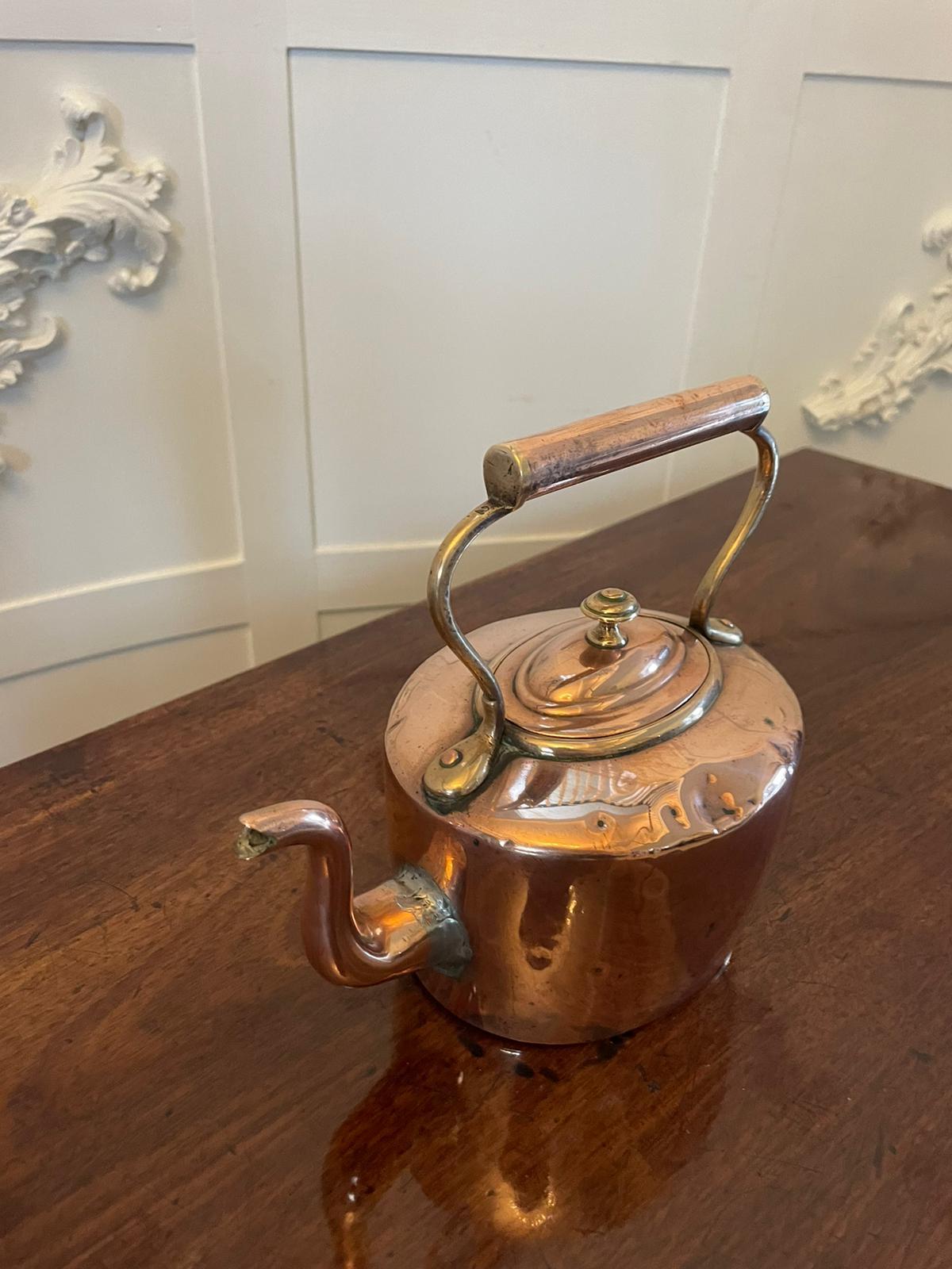Unusual Small Antique George III Quality Oval Shaped Copper Kettle  In Good Condition For Sale In Suffolk, GB