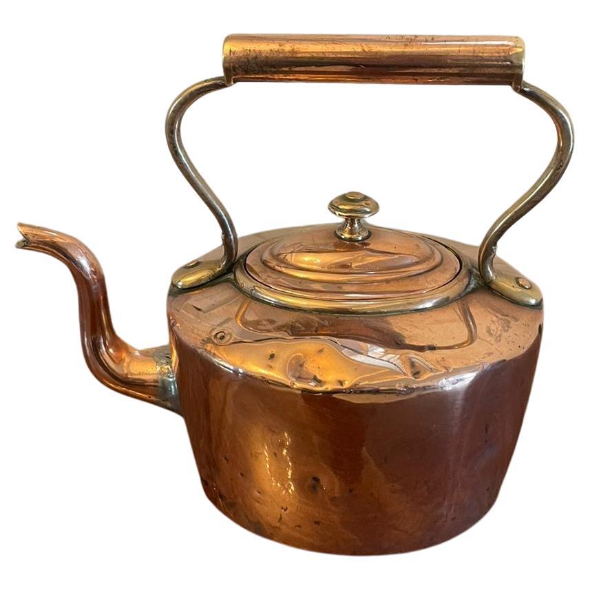 Unusual Small Antique George III Quality Oval Shaped Copper Kettle  For Sale