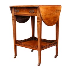 Petite table édouardienne incrustée en bois de rose Pembroke incrustée