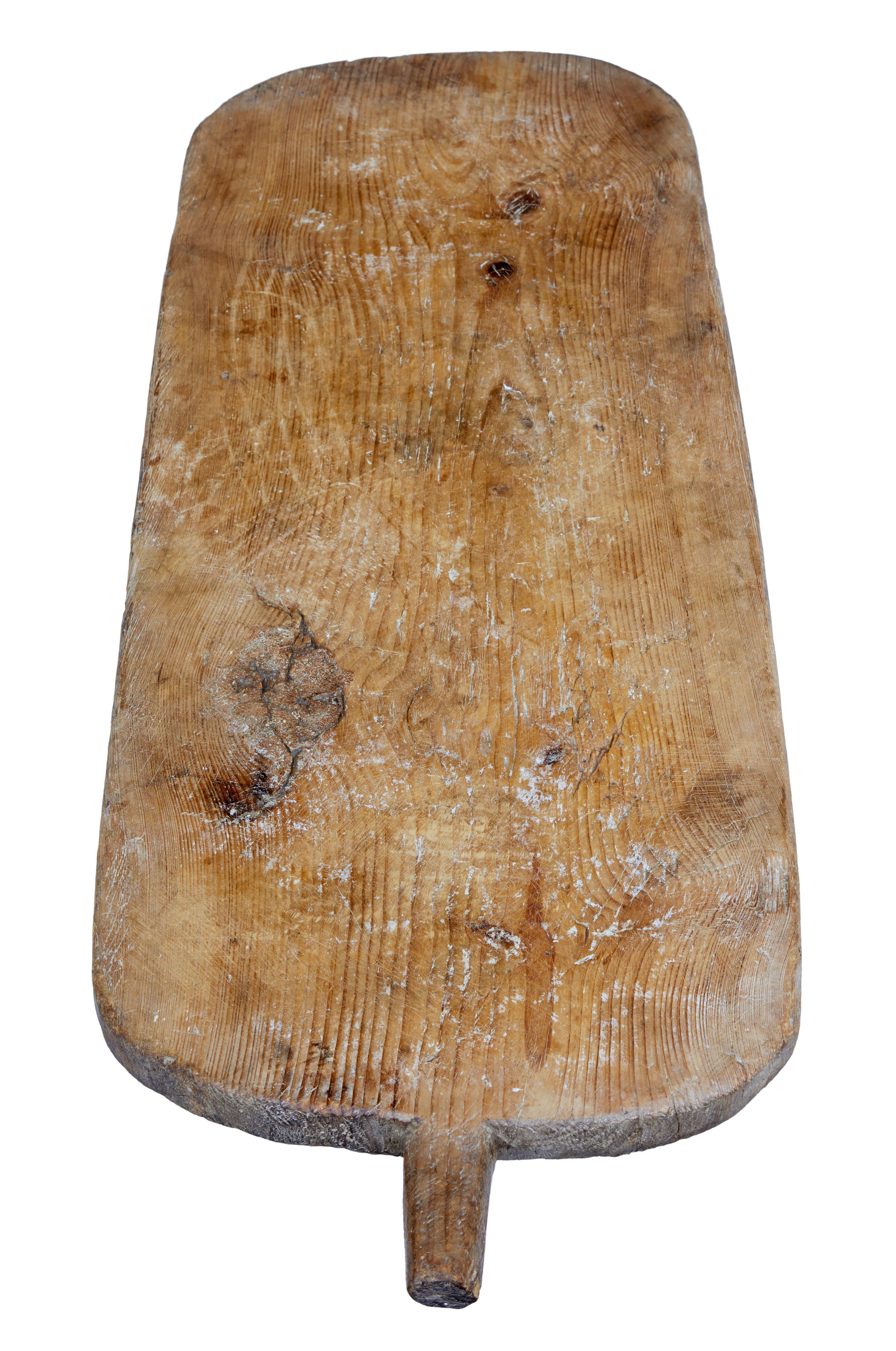 Swedish Unusual Solid Pine 19th Century Standing Bread Board