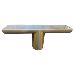 Unusual Space Age Gold J. Wade Beam Brueton Tee Console Table Mid-Century