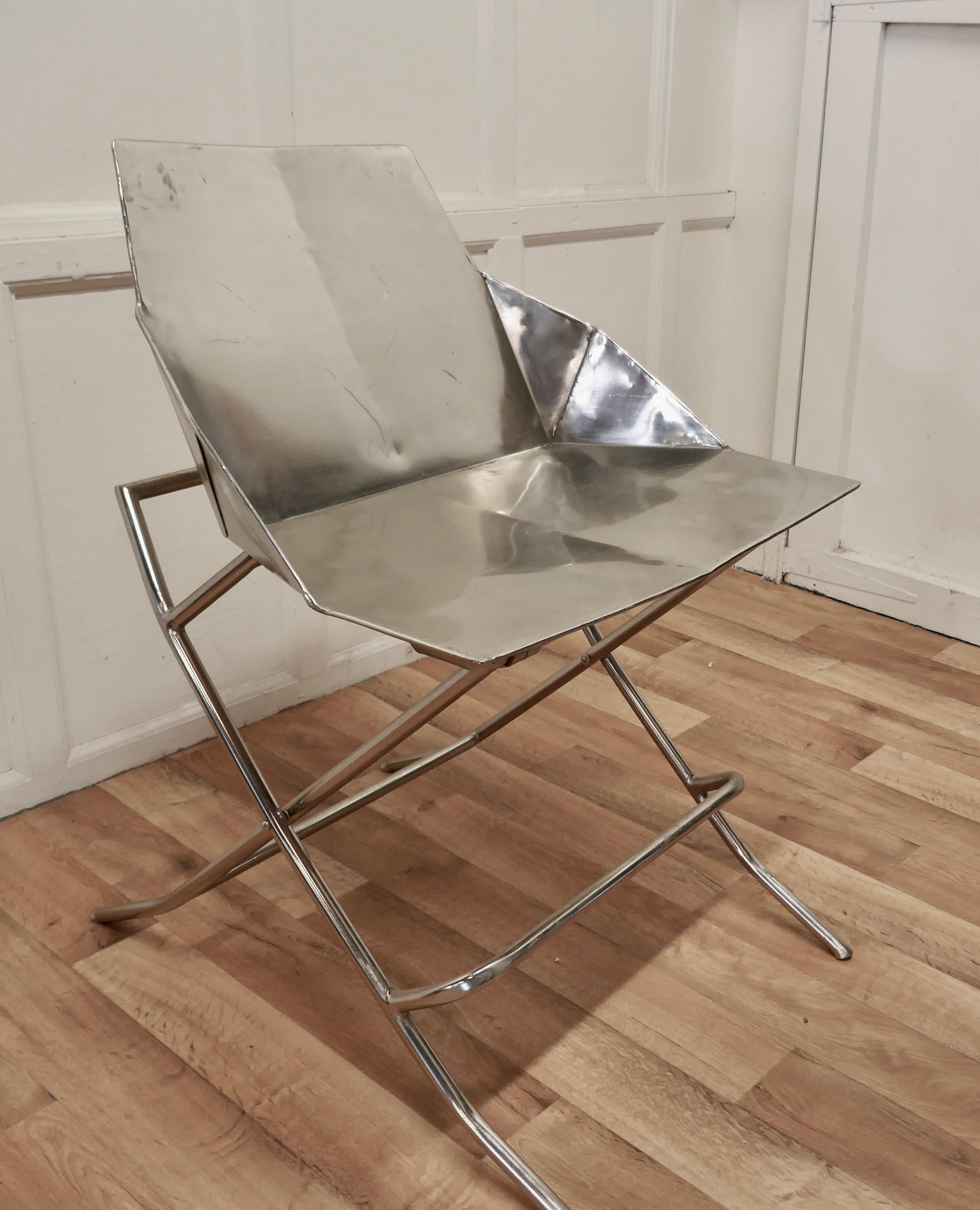 Mid-Century Modern Unusual Steel Adjustable Designer Chair For Sale