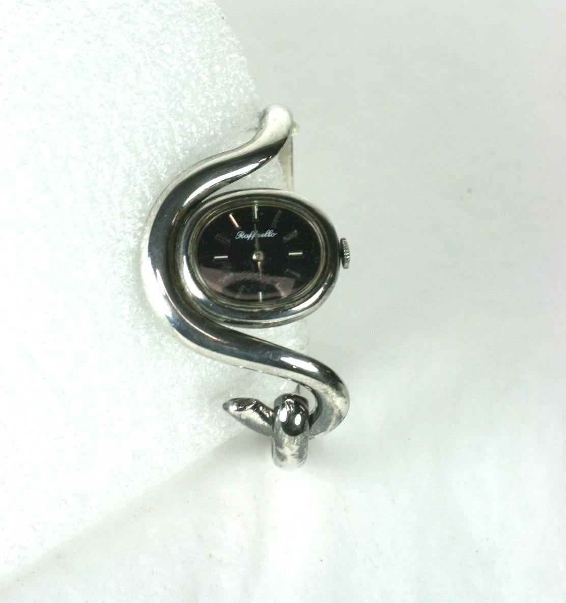 Unusual Sterling Modernist Clamper Watch For Sale 1