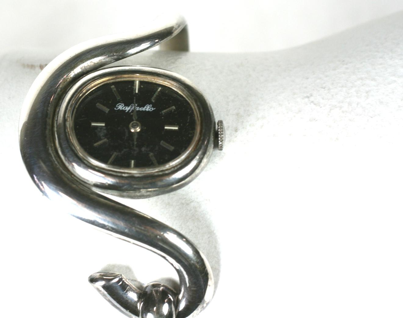 Unusual Sterling Modernist Clamper Watch For Sale 2