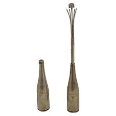 Unusual Sterling Silver Champagne Bottle Form Swizzle Stick