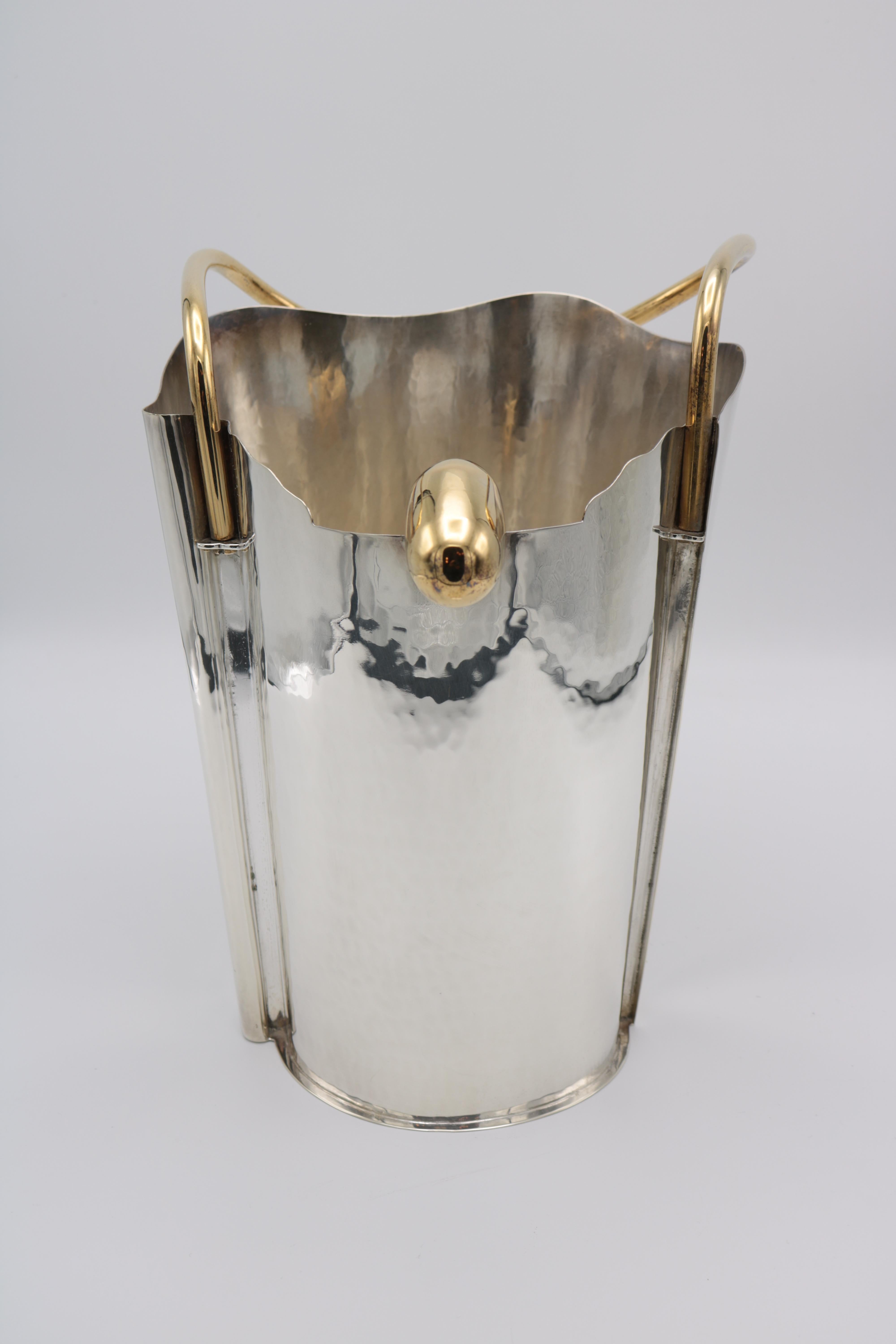 Modern Unusual Sterling Silver Champagne Cooler For Sale
