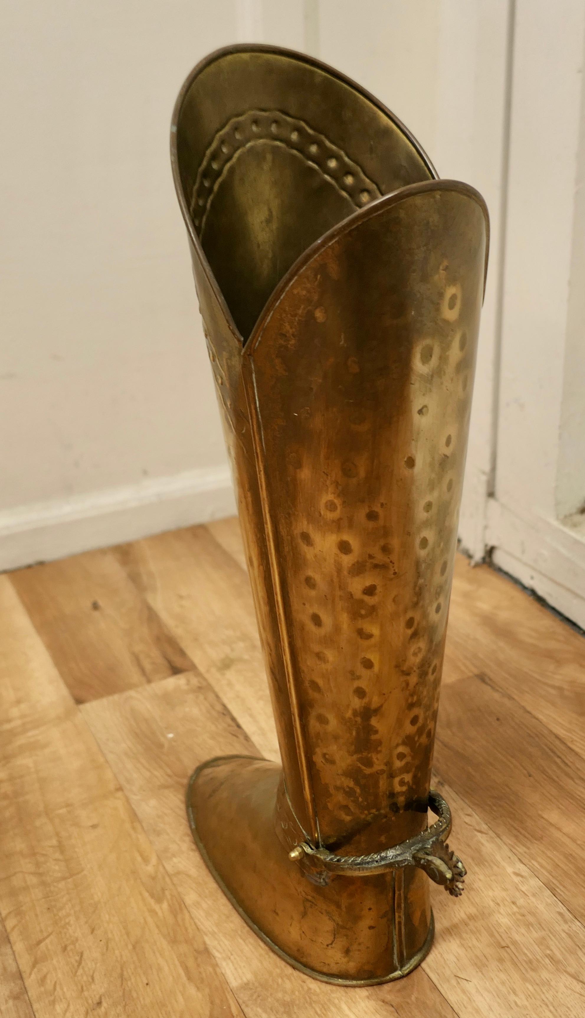 20th Century Unusual Stick Stand in the Form of a Brass Boot For Sale
