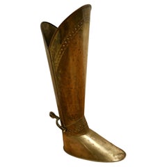 Used Unusual Stick Stand in the Form of a Brass Boot