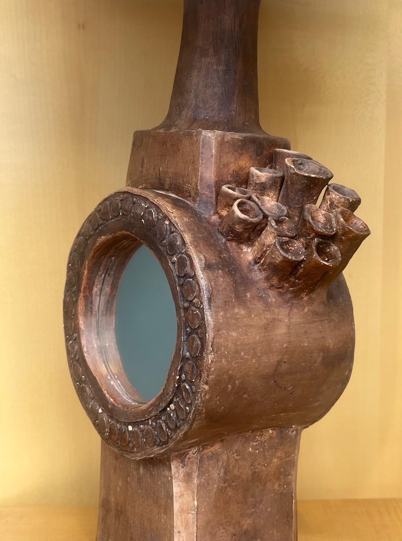 Lámpara de mesa inusual de gres, al estilo de La Borne Potters, Francia años 60 mediados del siglo XX en venta