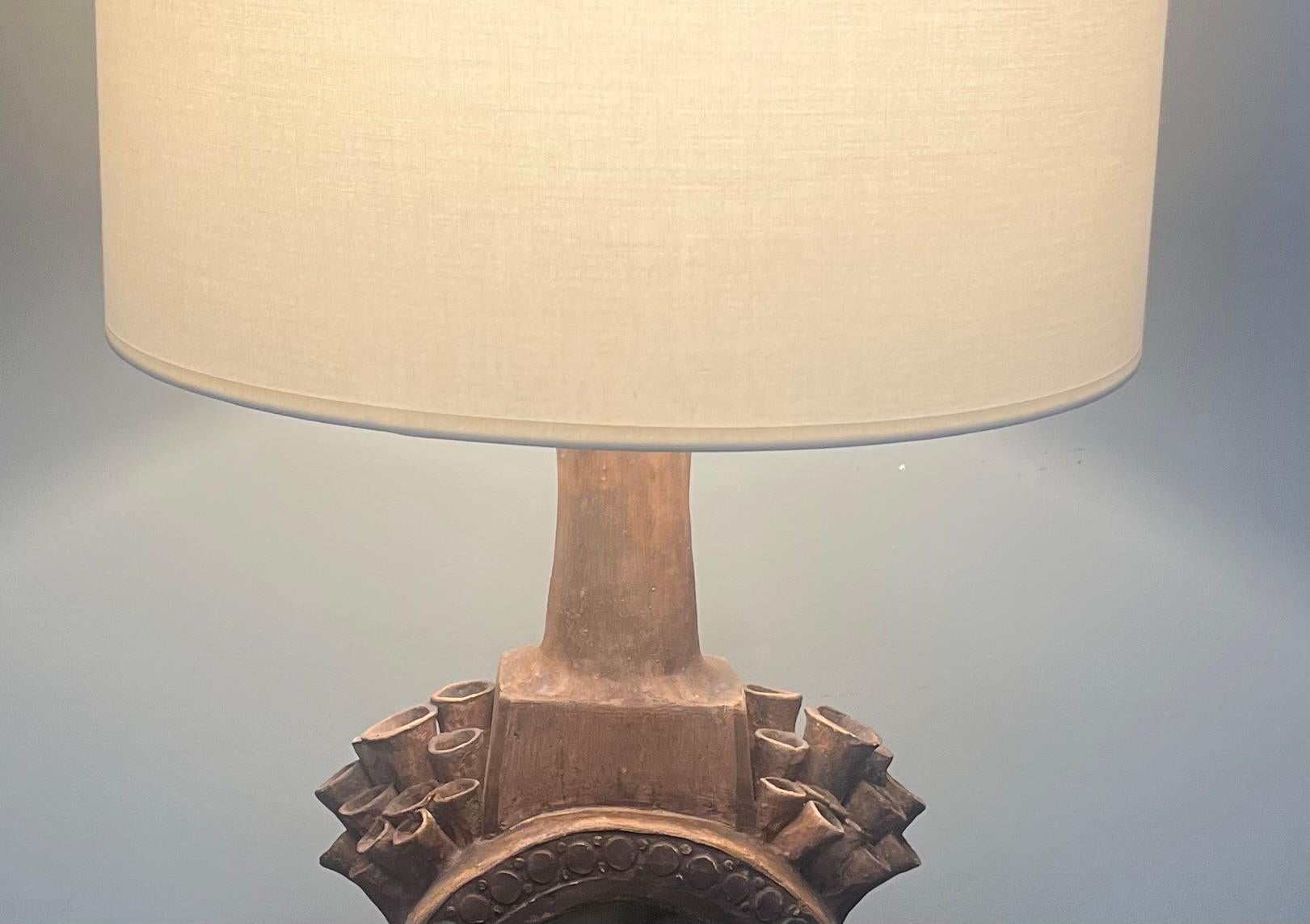 Lámpara de mesa inusual de gres, al estilo de La Borne Potters, Francia años 60 en venta 2
