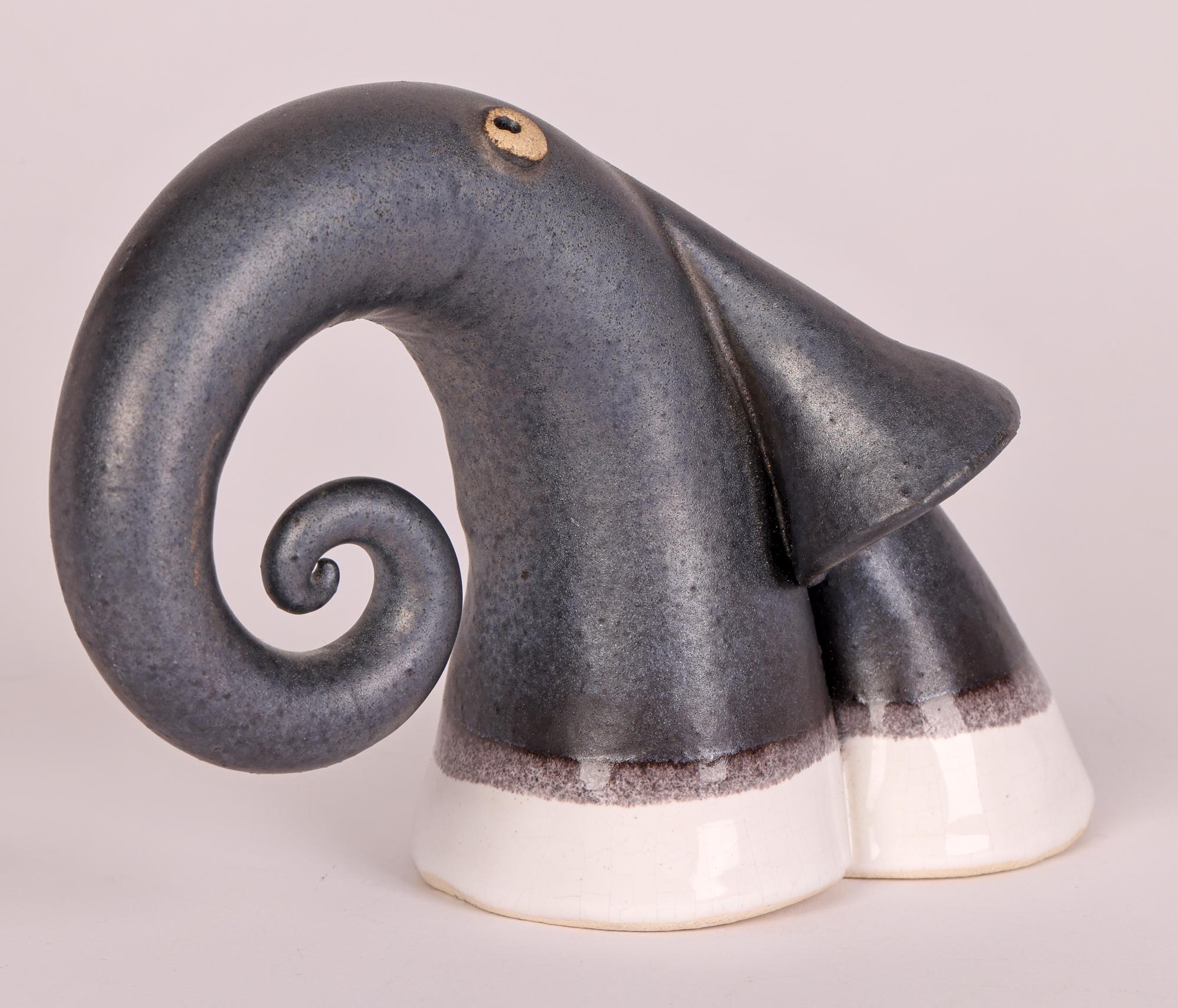 Unusual Studio Pottery Stylized Elephant Figure For Sale 1