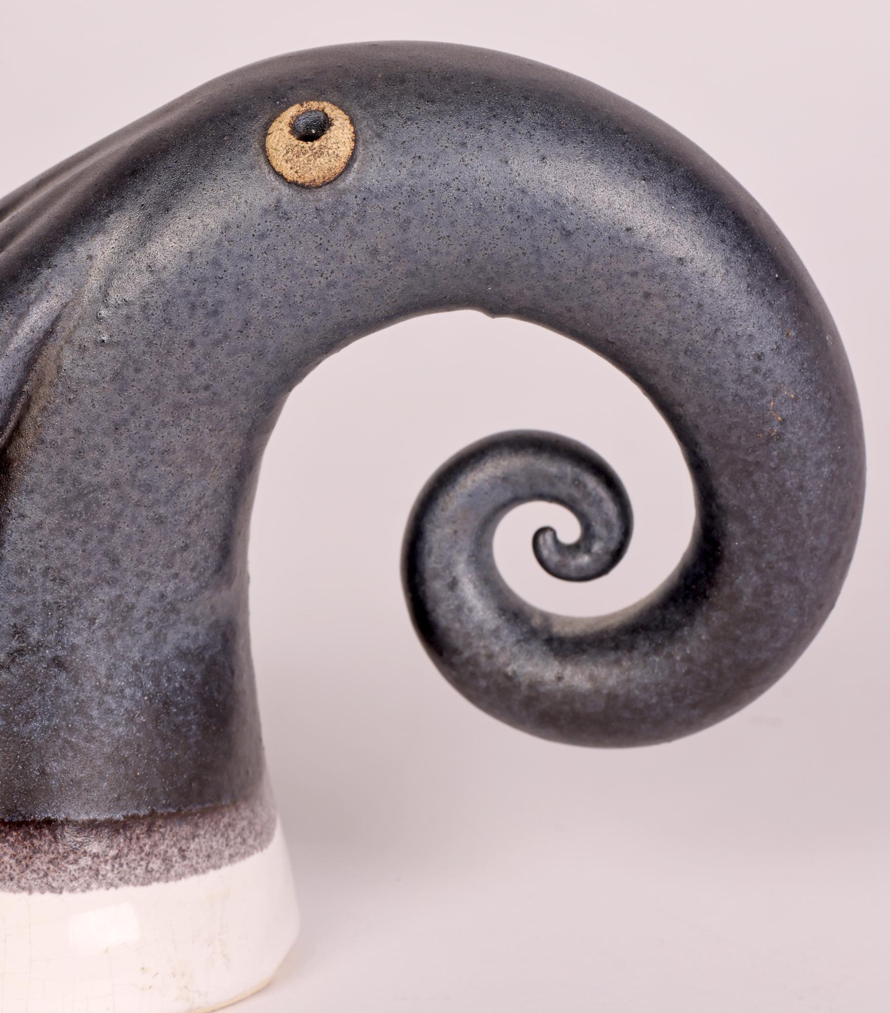 Unusual Studio Pottery Stylized Elephant Figure For Sale 5