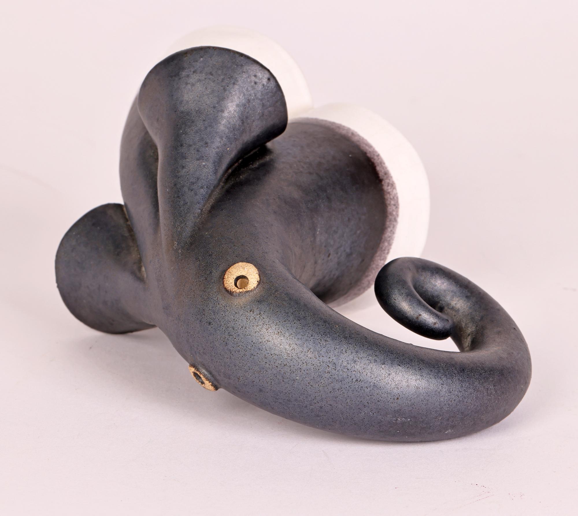 British Unusual Studio Pottery Stylized Elephant Figure For Sale