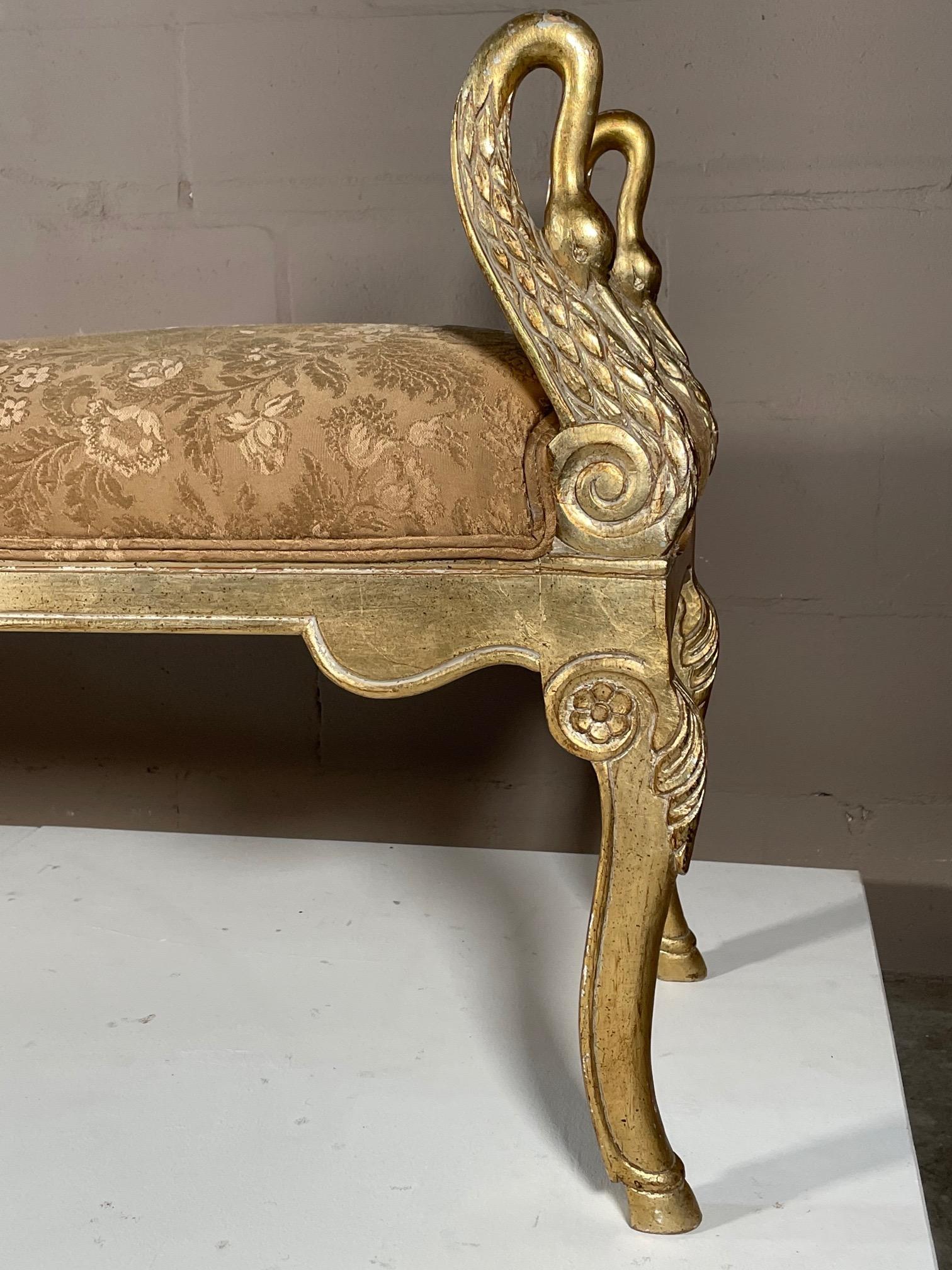 Baroque Revival Unusual Stylized Swan Bench
