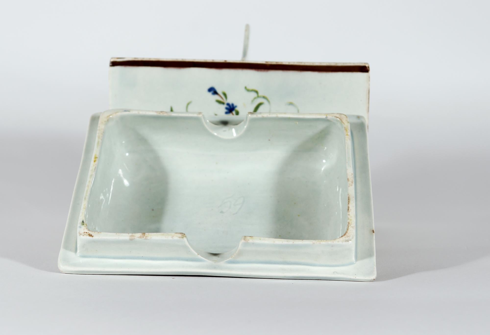 Perles Boîte à thé inhabituelle en poterie perlée Swansea Prattware recouverte d'un revêtement botanique en vente