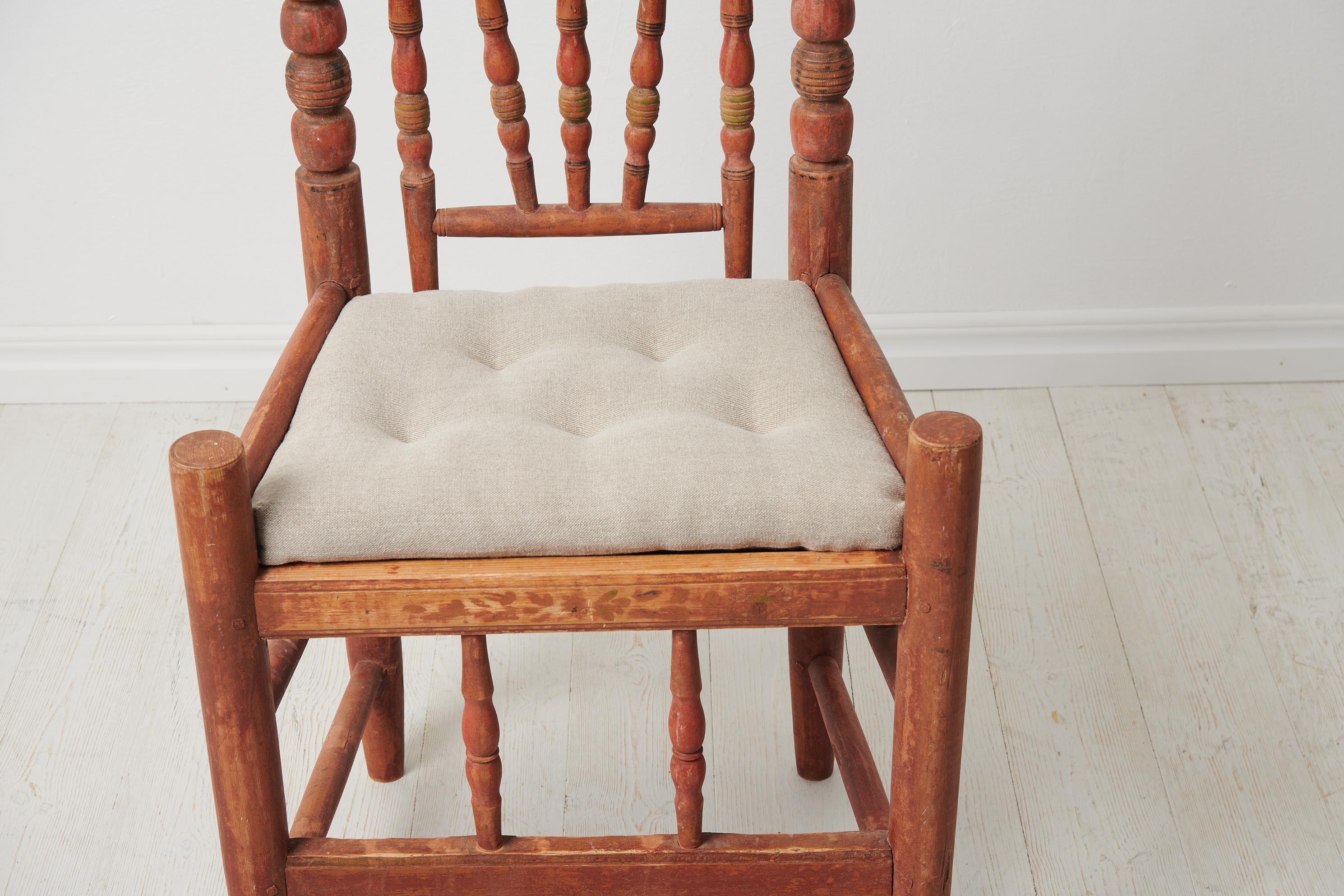 Unusual Swedish Antique Decorated Folk Art Chair For Sale 4