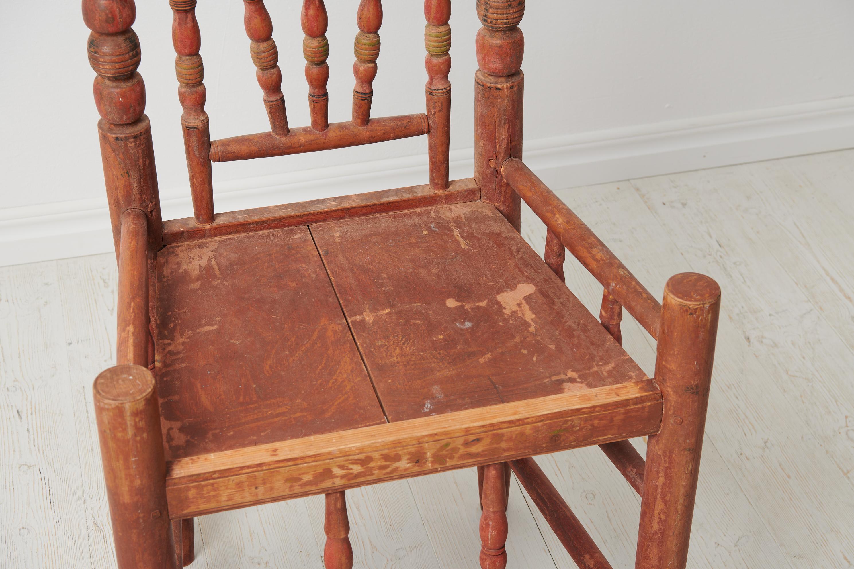 Unusual Swedish Antique Decorated Folk Art Chair For Sale 5