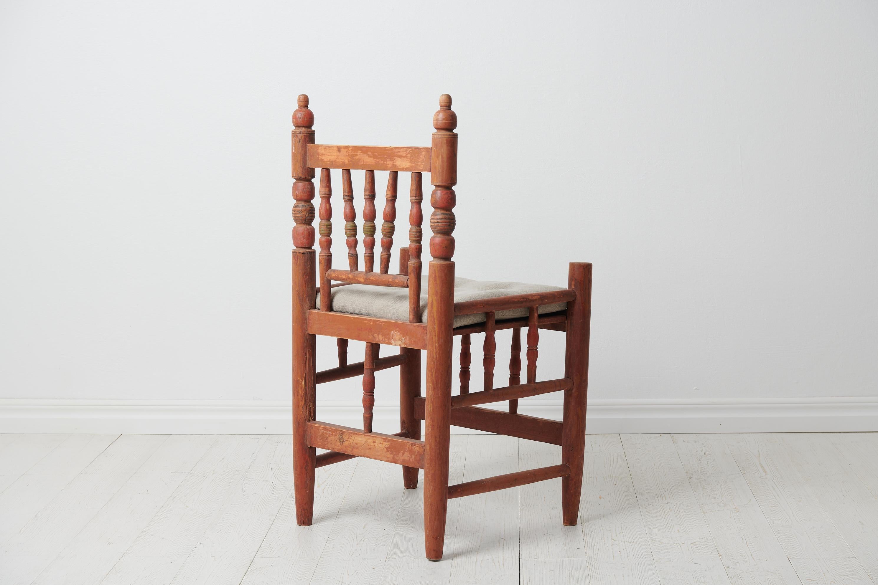Unusual Swedish Antique Decorated Folk Art Chair In Good Condition For Sale In Kramfors, SE