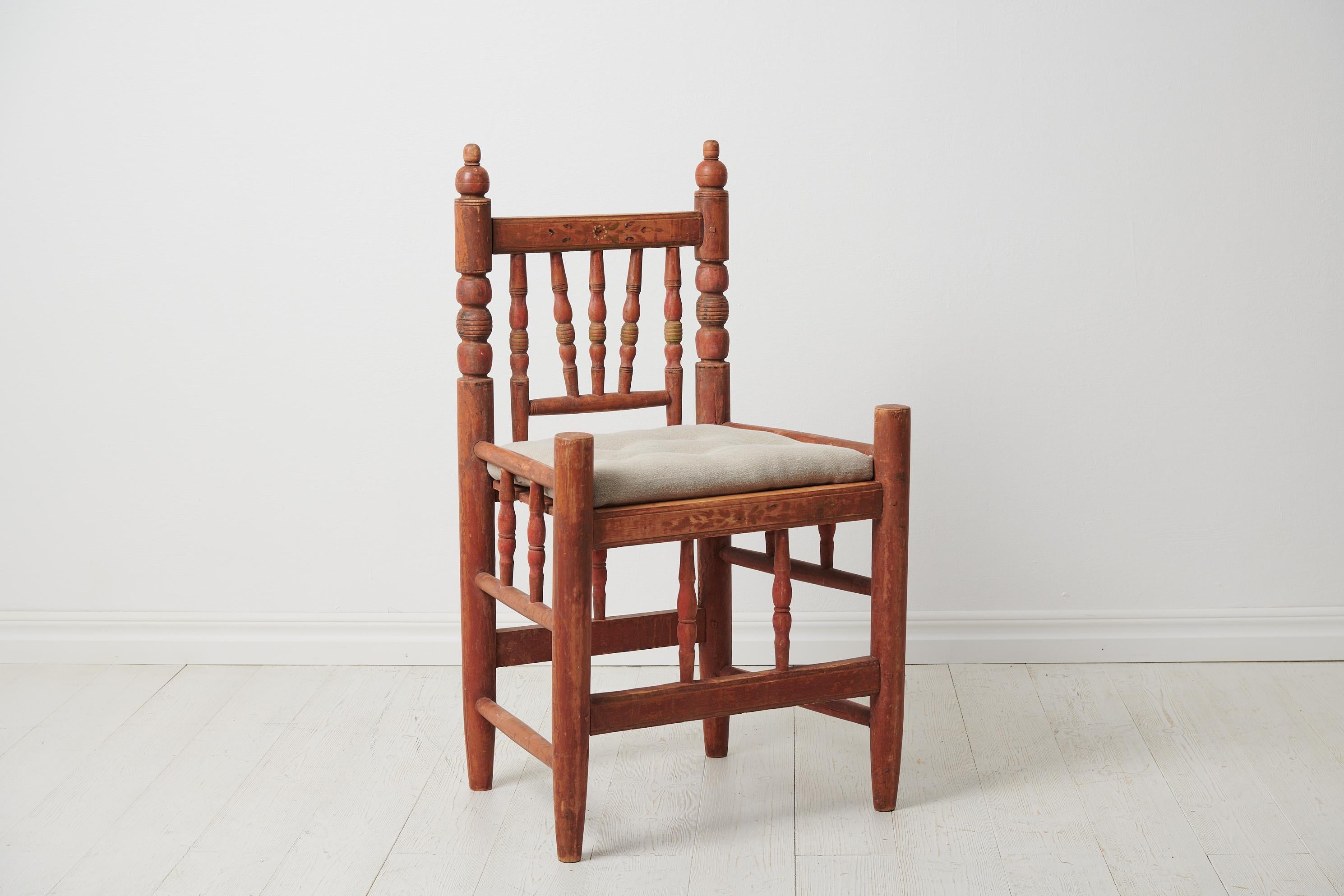18th Century Unusual Swedish Antique Decorated Folk Art Chair For Sale