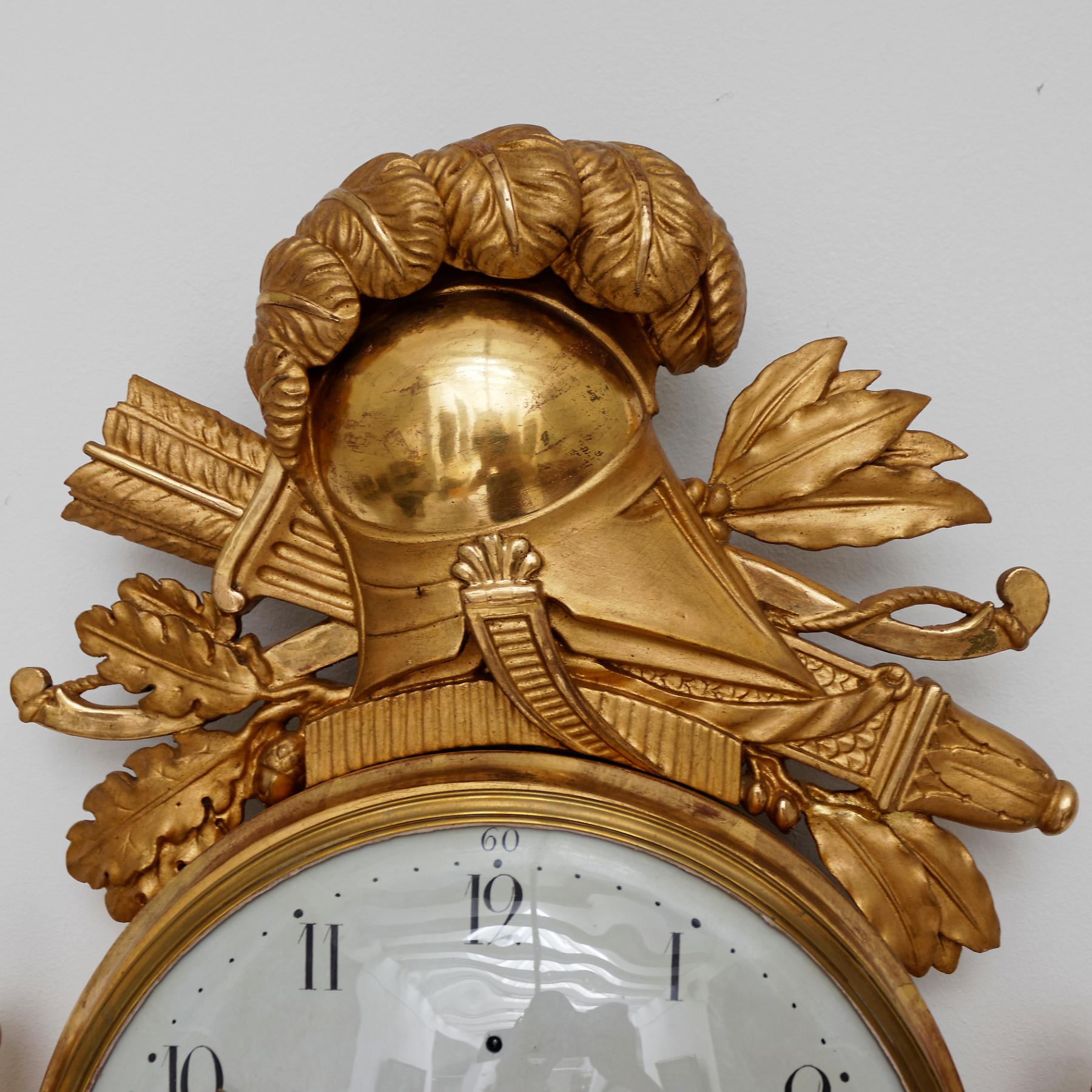 Horloge de cheminée murale suédoise inhabituelle de style Empire du début du XIXe siècle par Cederlund Bon état - En vente à Worpswede / Bremen, DE