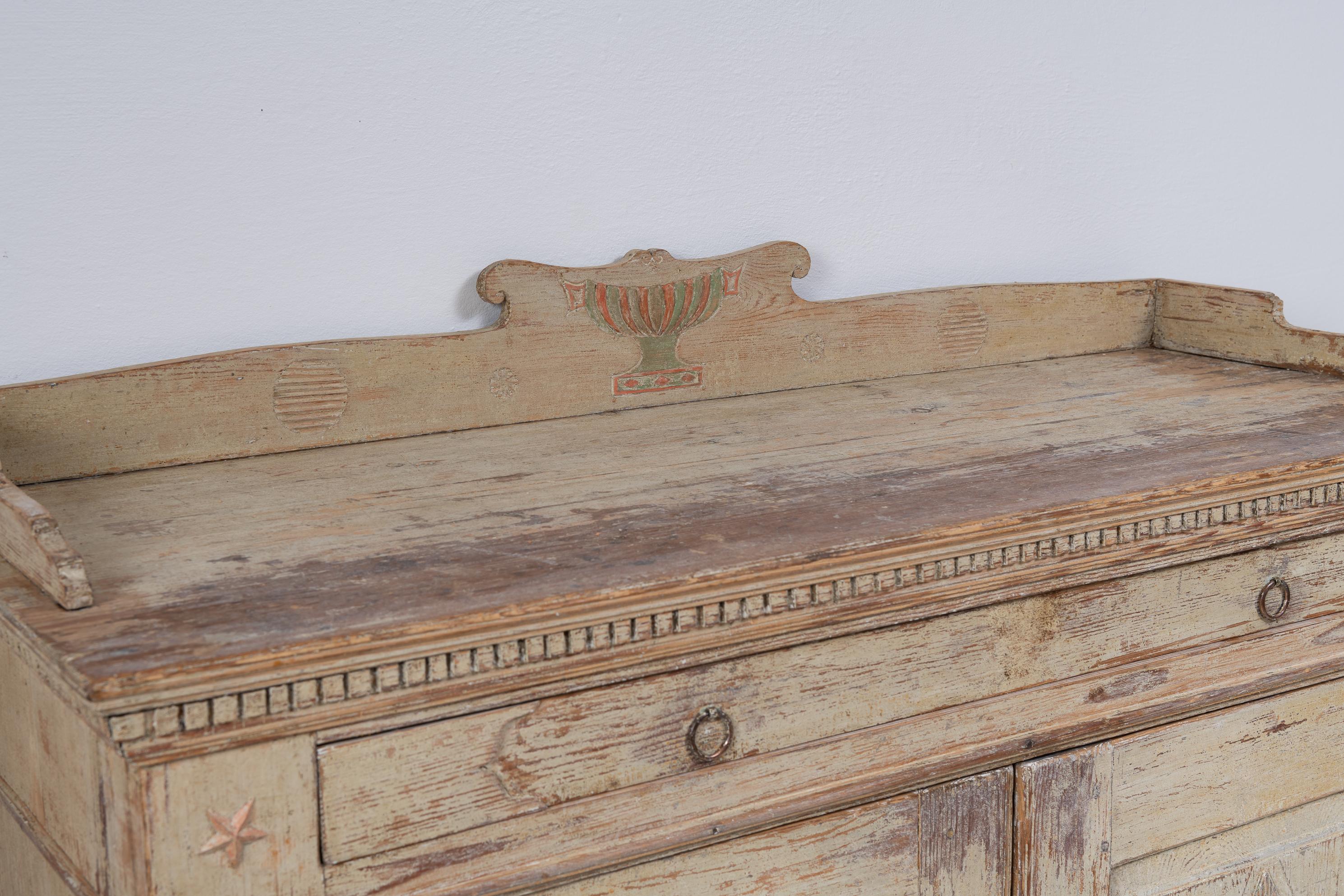 Unusual Swedish Gustavian Empire Pine Sideboard  For Sale 8