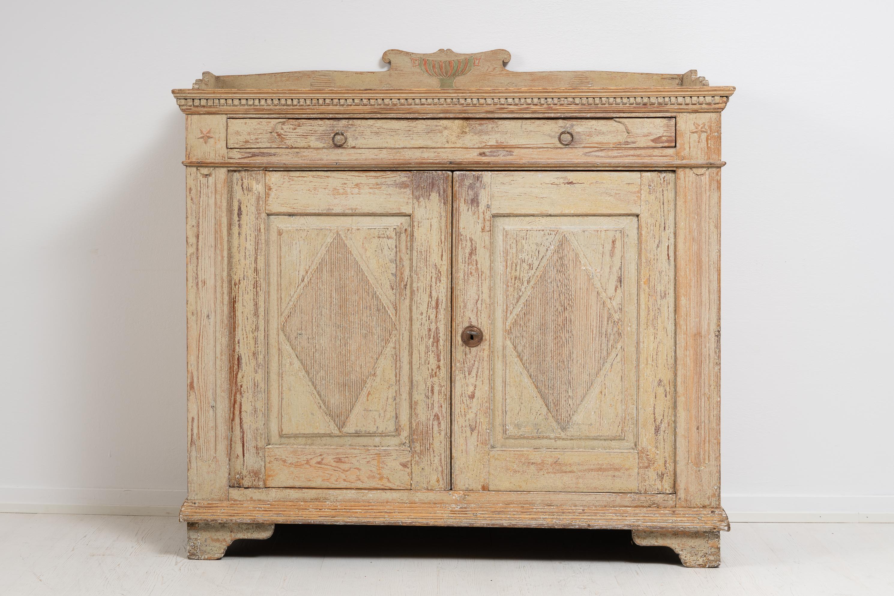 Hand-Crafted Unusual Swedish Gustavian Empire Pine Sideboard  For Sale