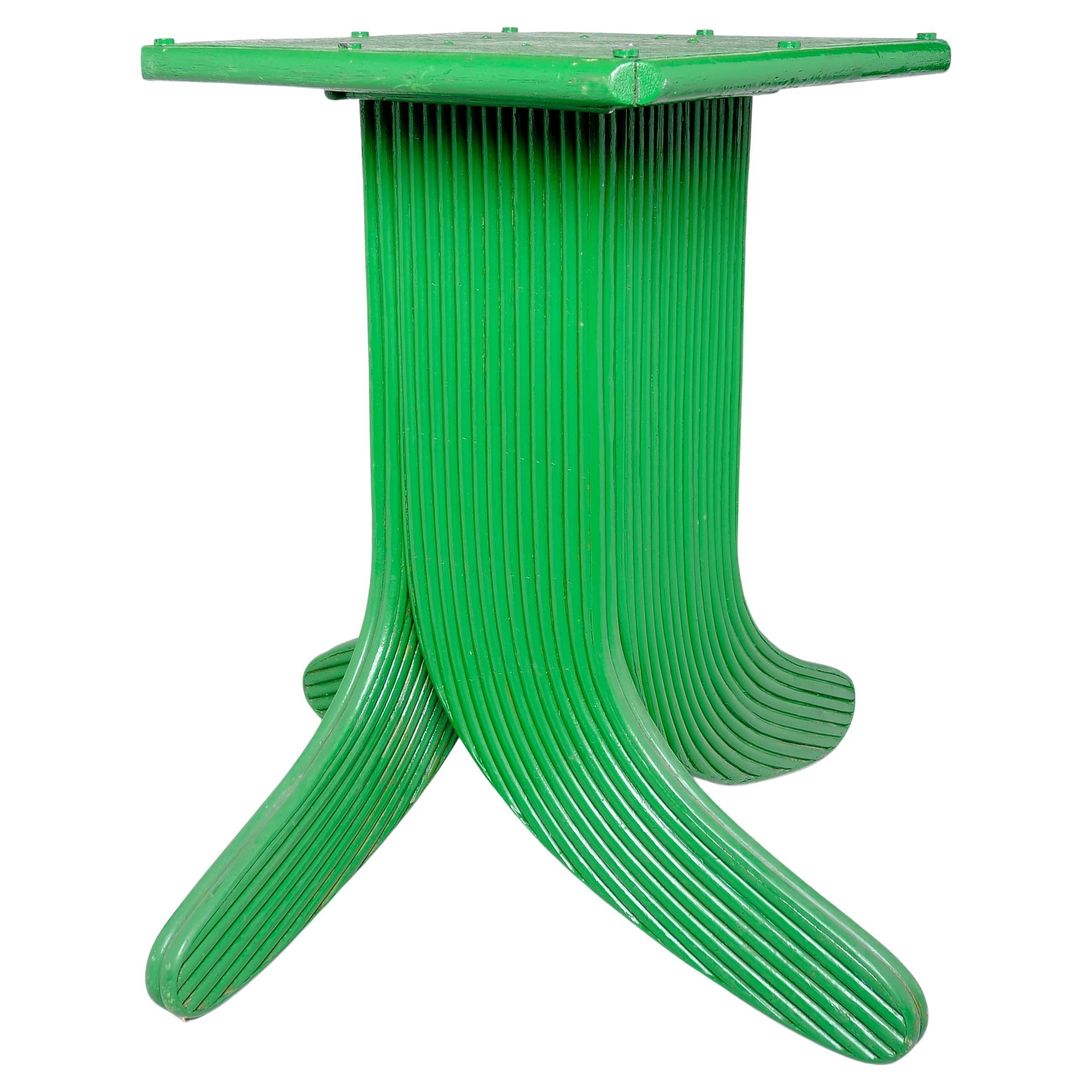 Modern Service or Center Little Table in Green Lacquered Wood