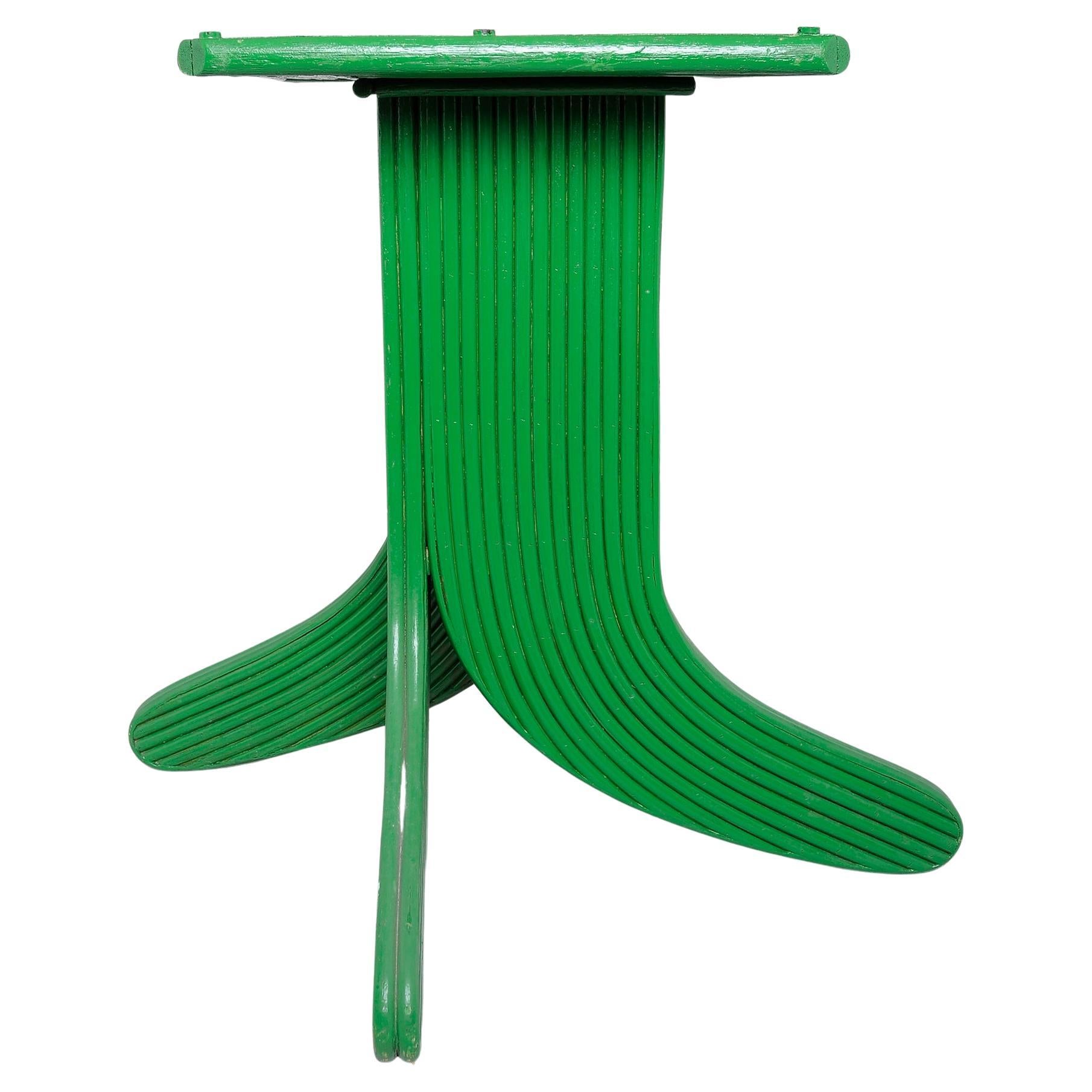 Service or Center Little Table in Green Lacquered Wood