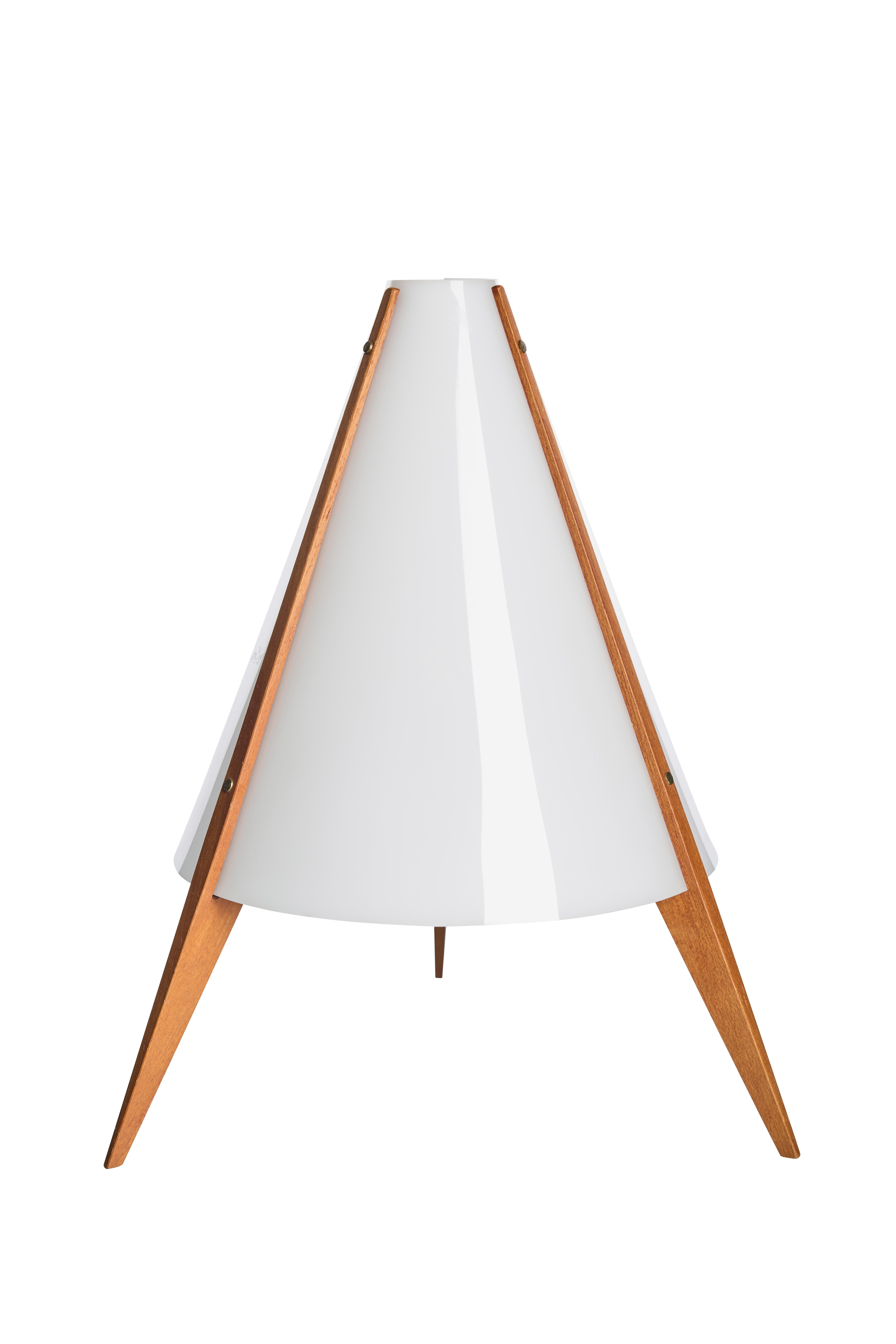 Mid-Century Modern Unusual table lamp by Hans Agne Jakobsson made of acrylic and teak, 1950s For Sale