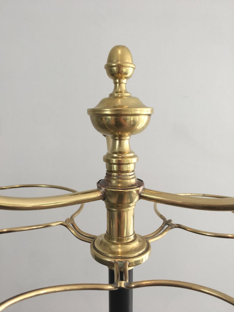 Unusual Tall Black Lacquered and Brass Coat and Hat Rack, French, circa ...
