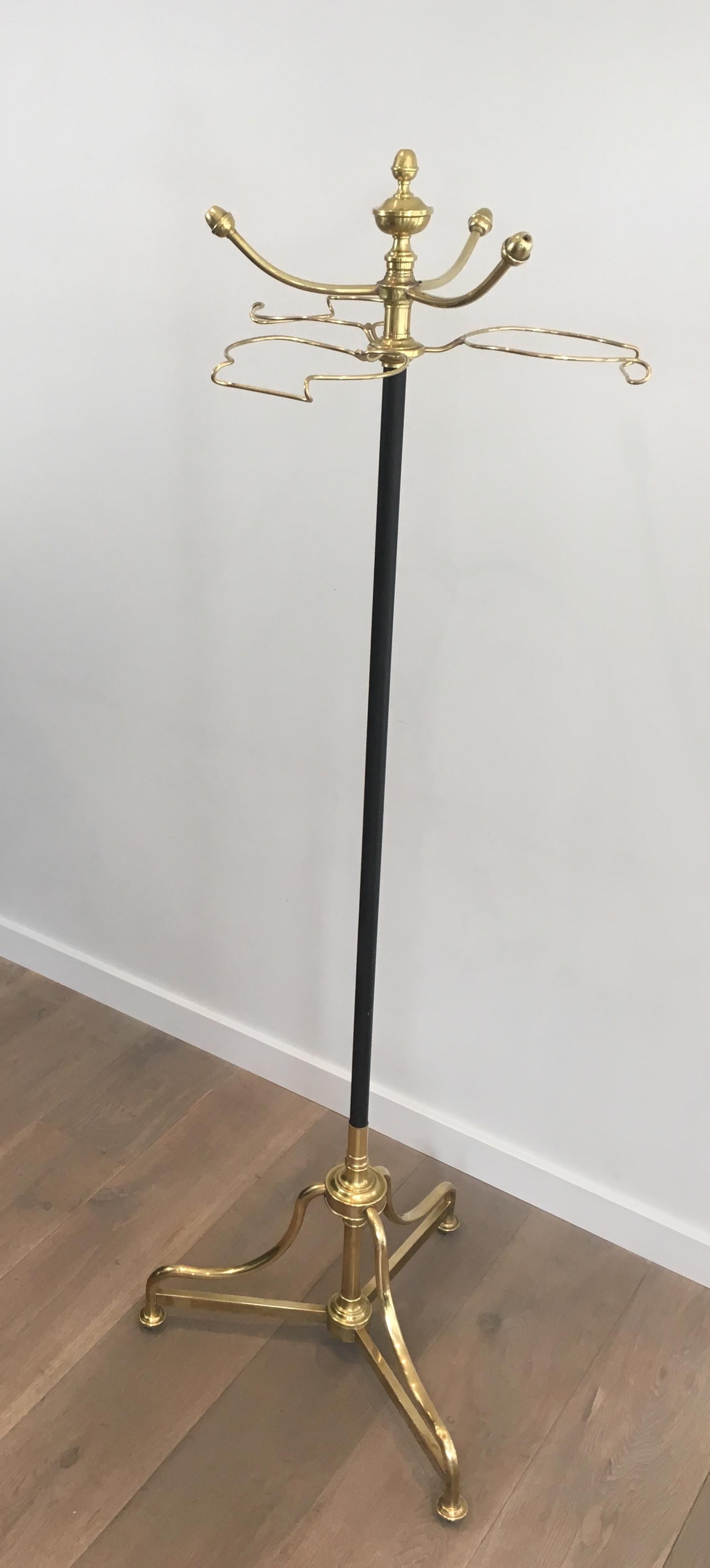 Unusual Tall Black Lacquered and Brass Coat and Hat Rack, French, circa 1900 For Sale 6