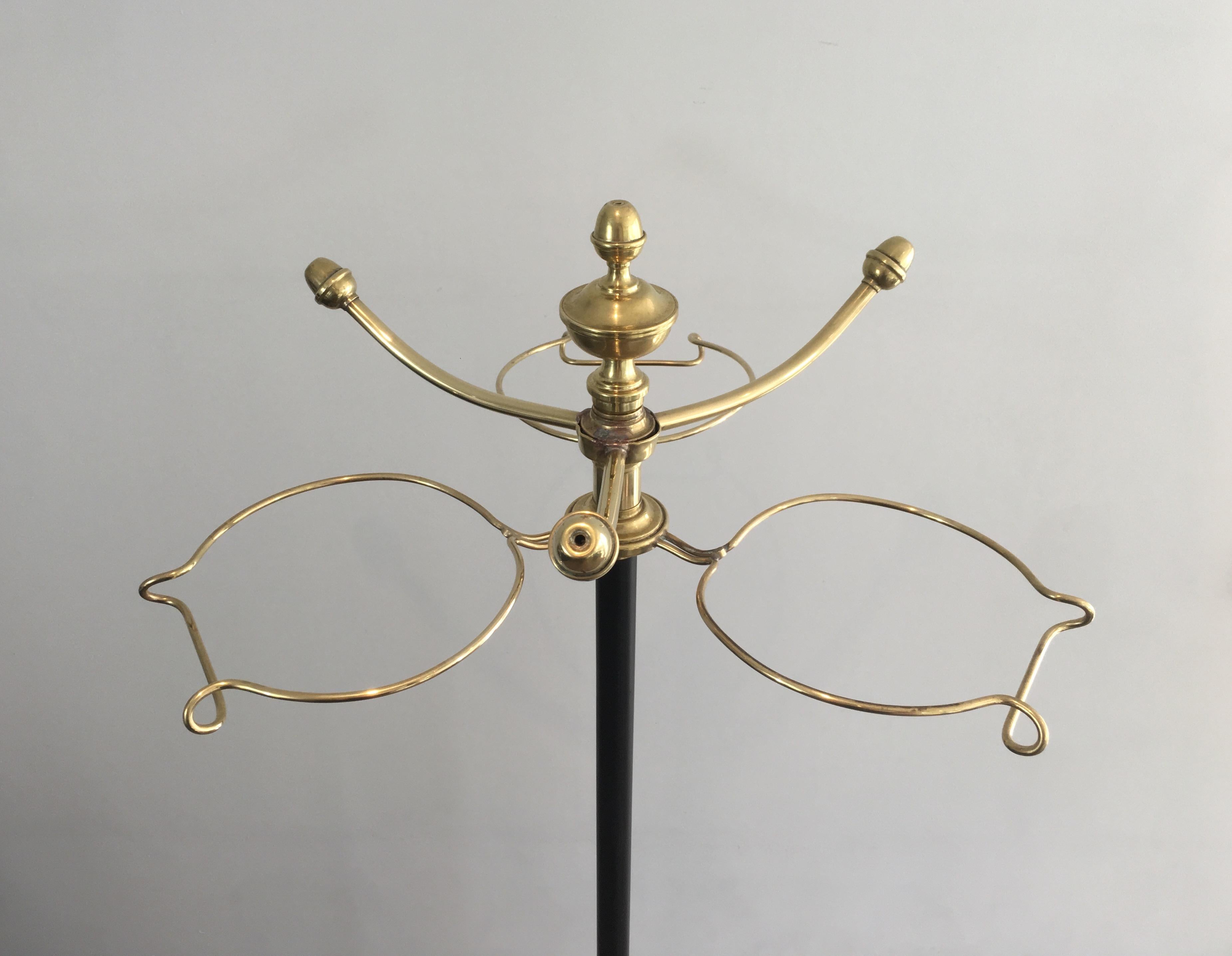 Unusual Tall Black Lacquered and Brass Coat and Hat Rack, French, circa 1900 For Sale 7
