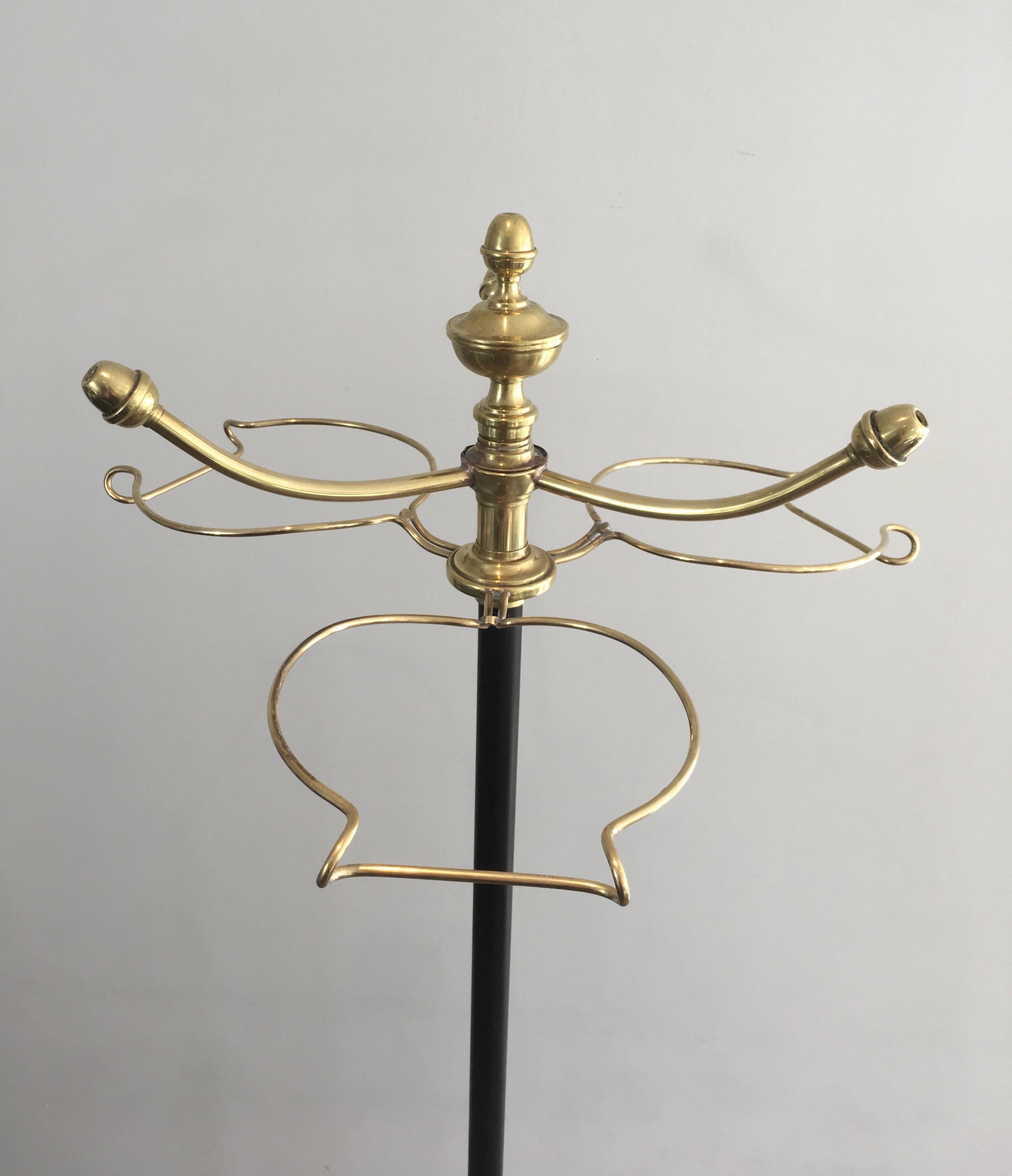 Unusual Tall Black Lacquered and Brass Coat and Hat Rack, French, circa 1900 For Sale 8