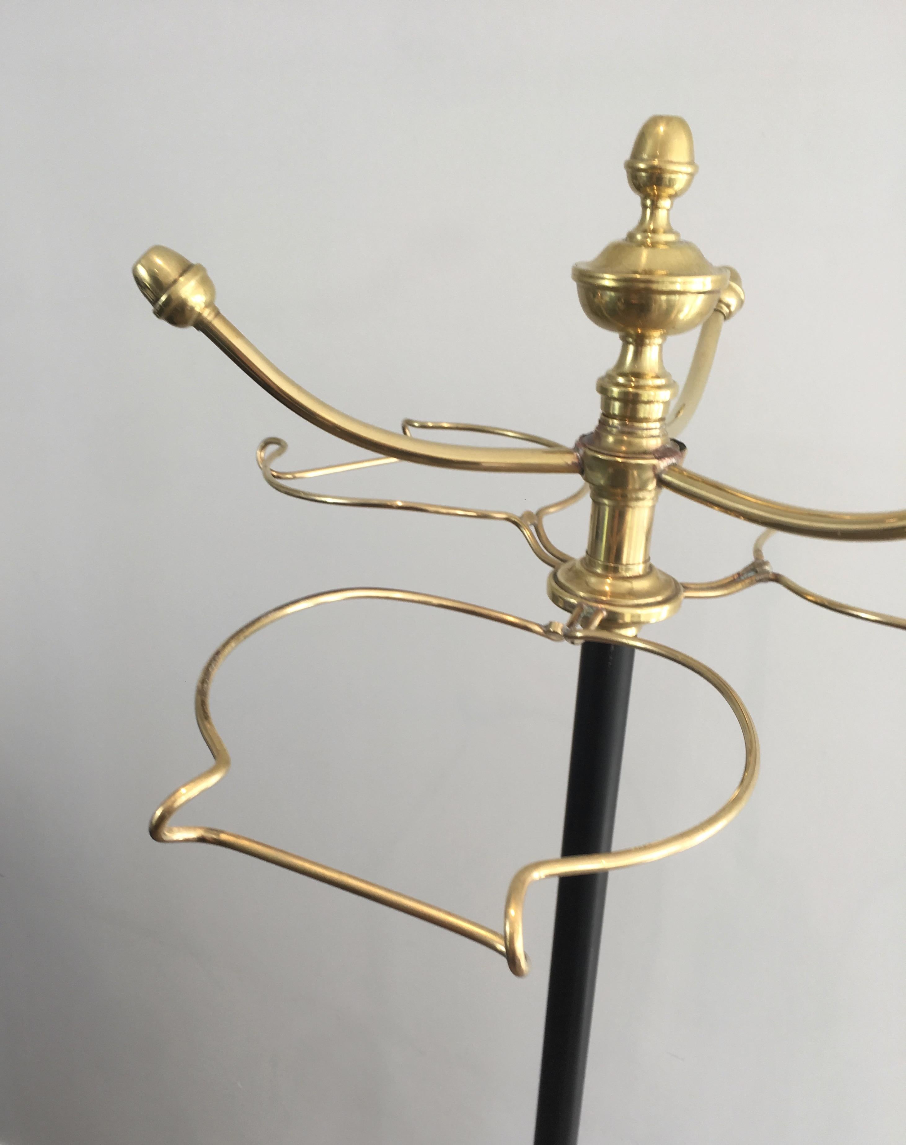 Unusual Tall Black Lacquered and Brass Coat and Hat Rack, French, circa 1900 For Sale 9