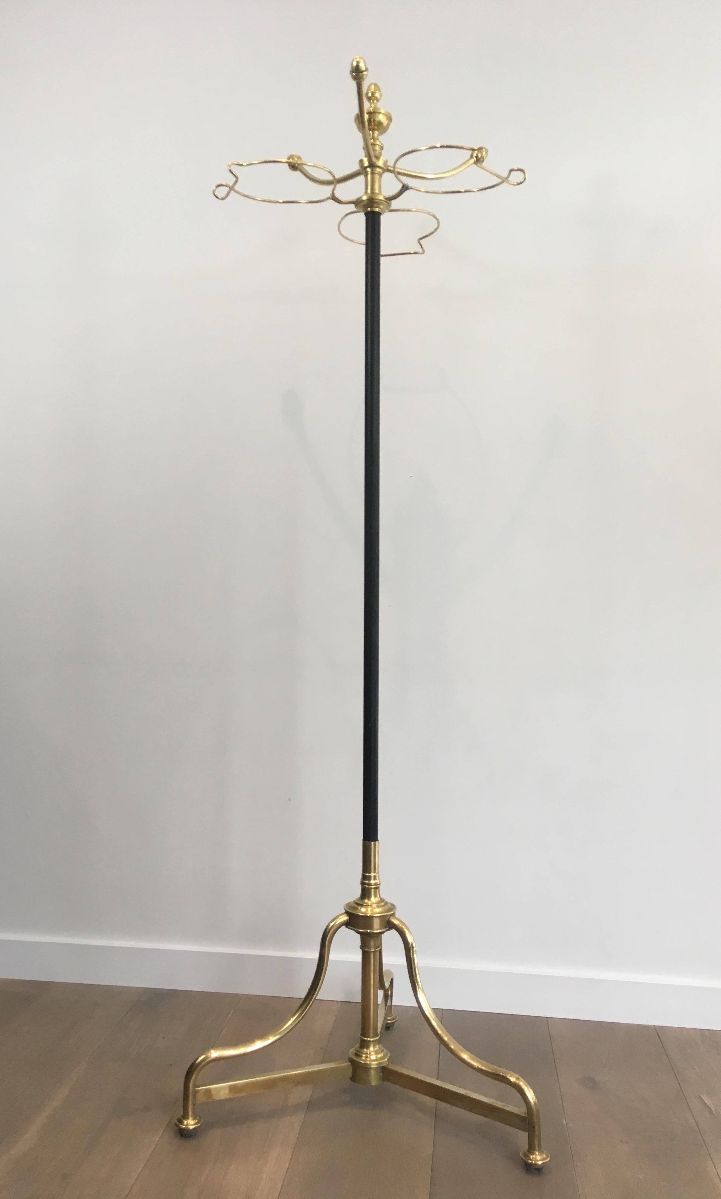 Unusual Tall Black Lacquered and Brass Coat and Hat Rack, French, circa 1900 For Sale 11