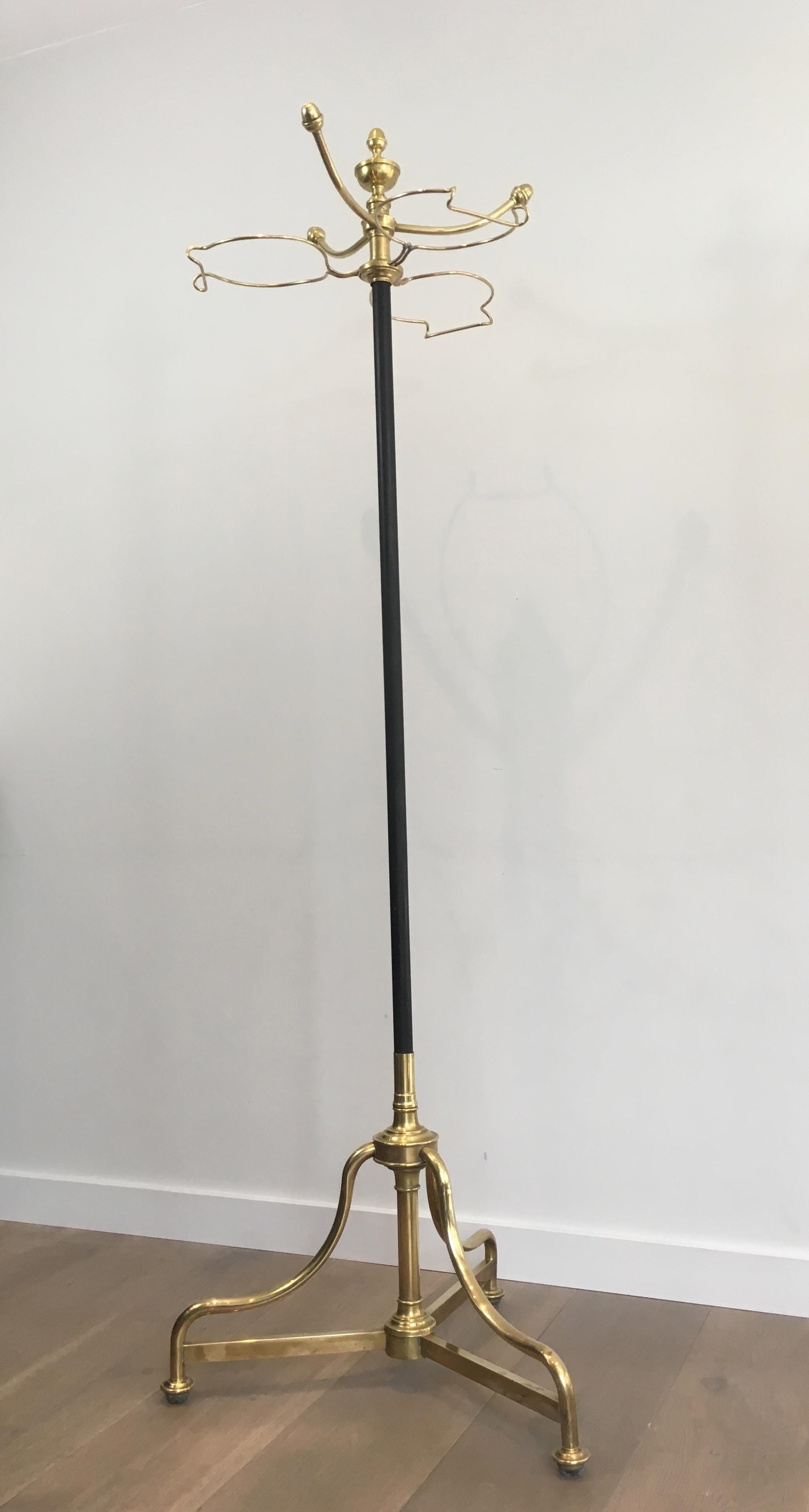Unusual Tall Black Lacquered and Brass Coat and Hat Rack, French, circa 1900 For Sale 12