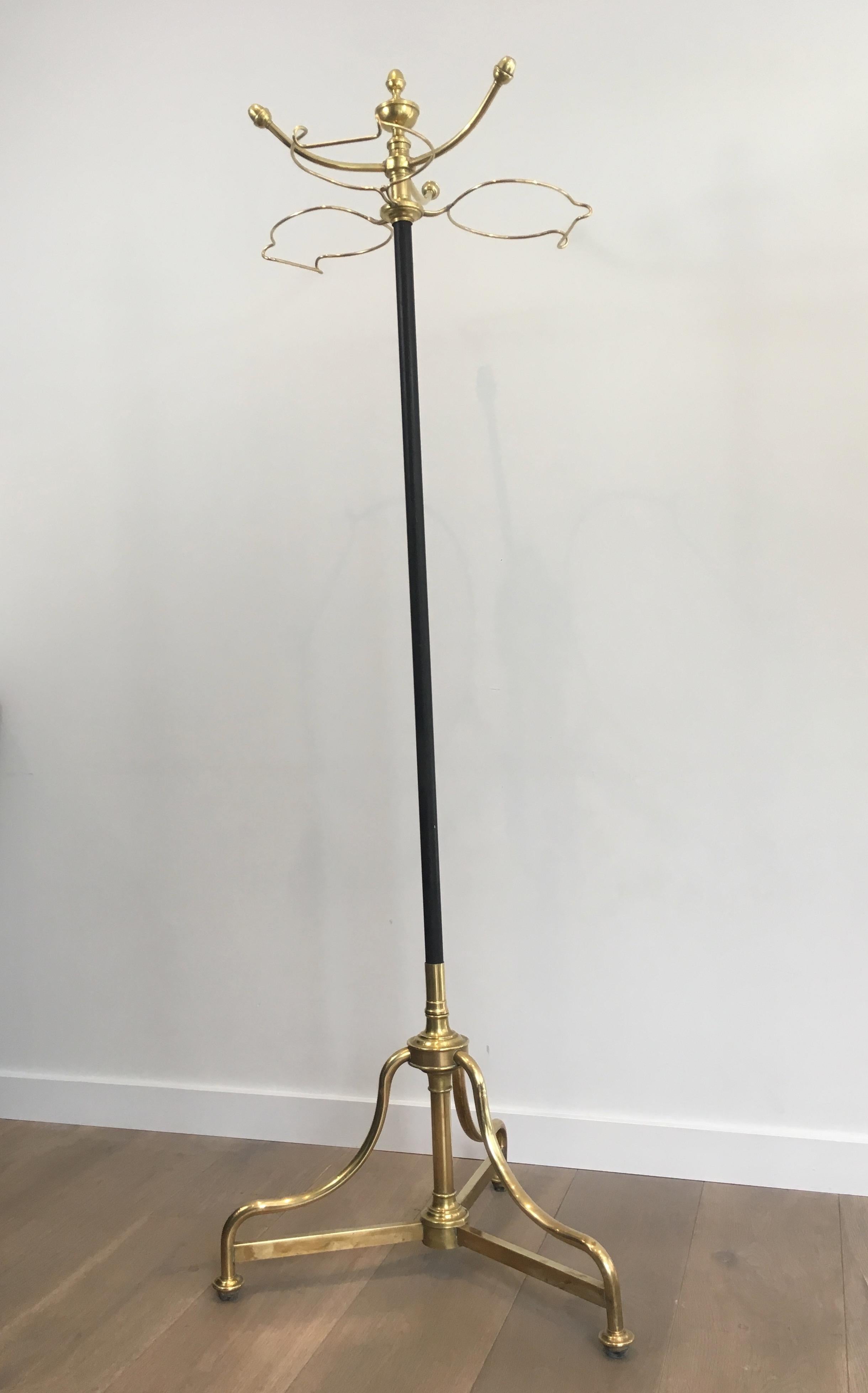 Unusual Tall Black Lacquered and Brass Coat and Hat Rack, French, circa 1900 For Sale 13