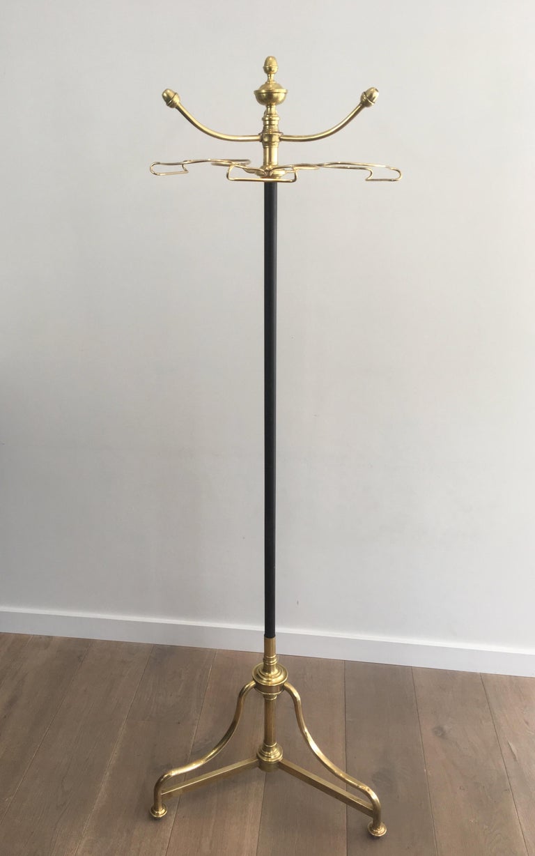 Unusual Tall Black Lacquered and Brass Coat and Hat Rack, French, circa ...