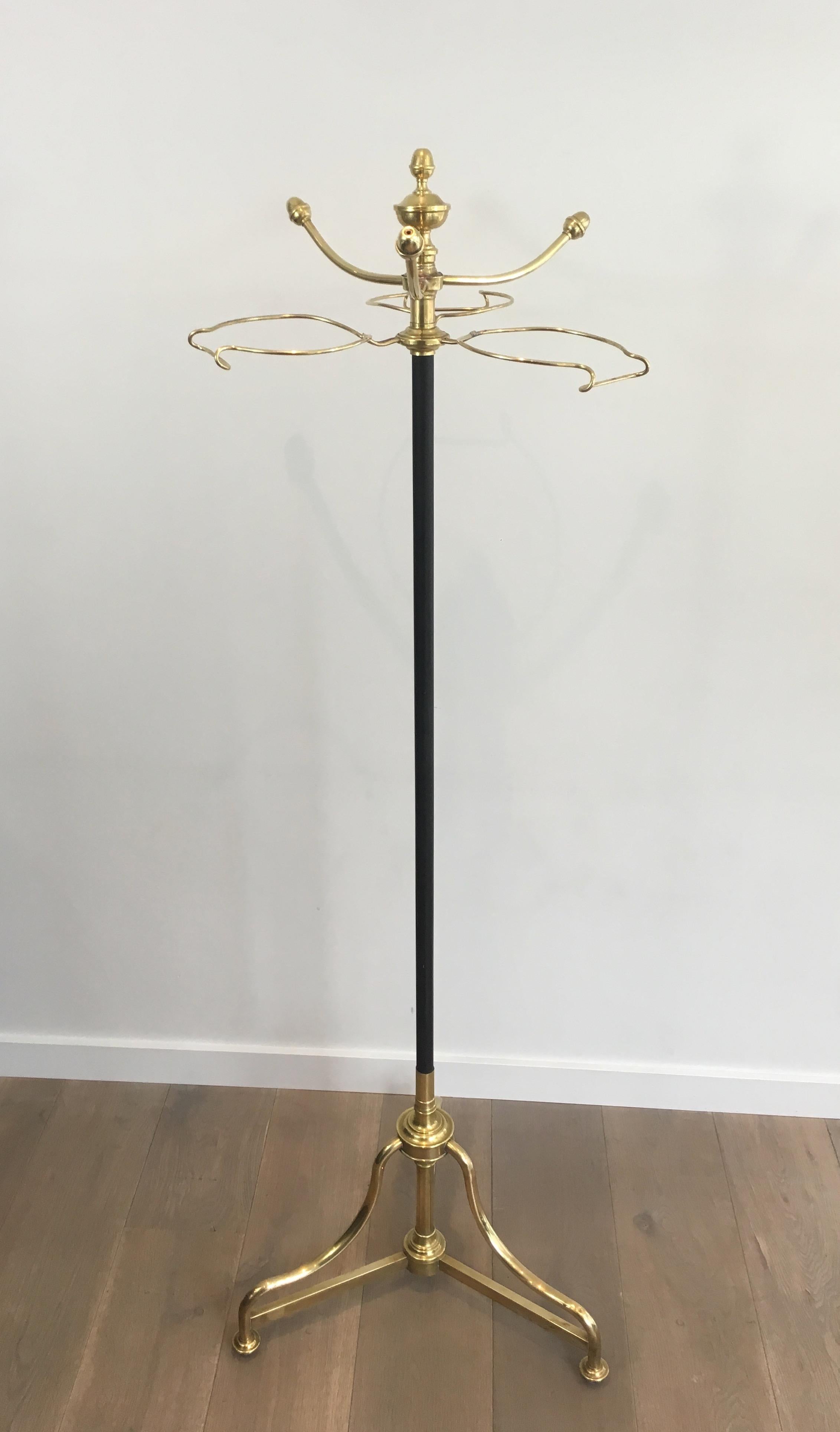 Unusual Tall Black Lacquered and Brass Coat and Hat Rack, French, circa 1900 For Sale 3