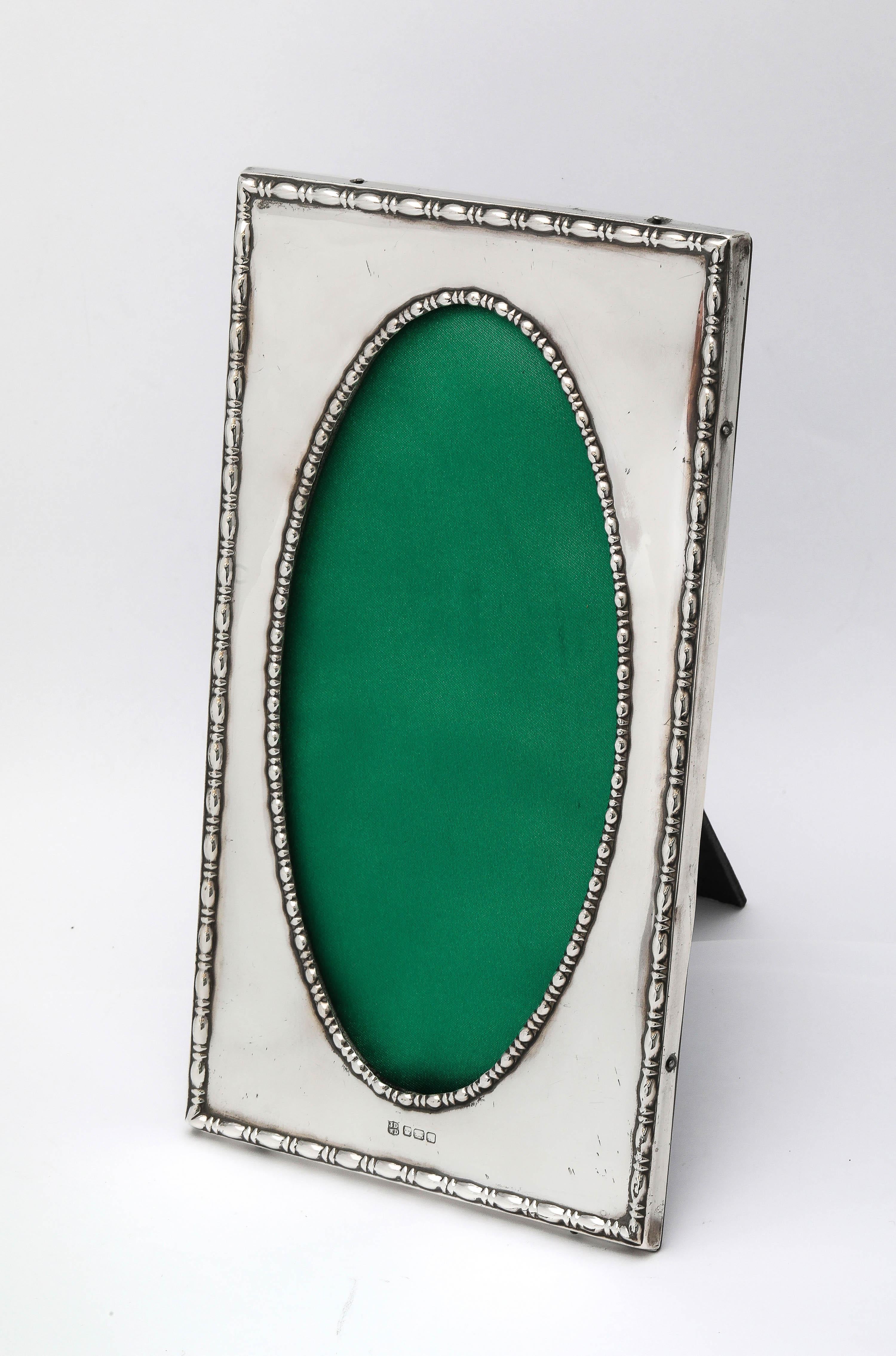 Early 20th Century Unusual Tall Edwardian Period Sterling Silver Wood-Backed Picture Frame For Sale