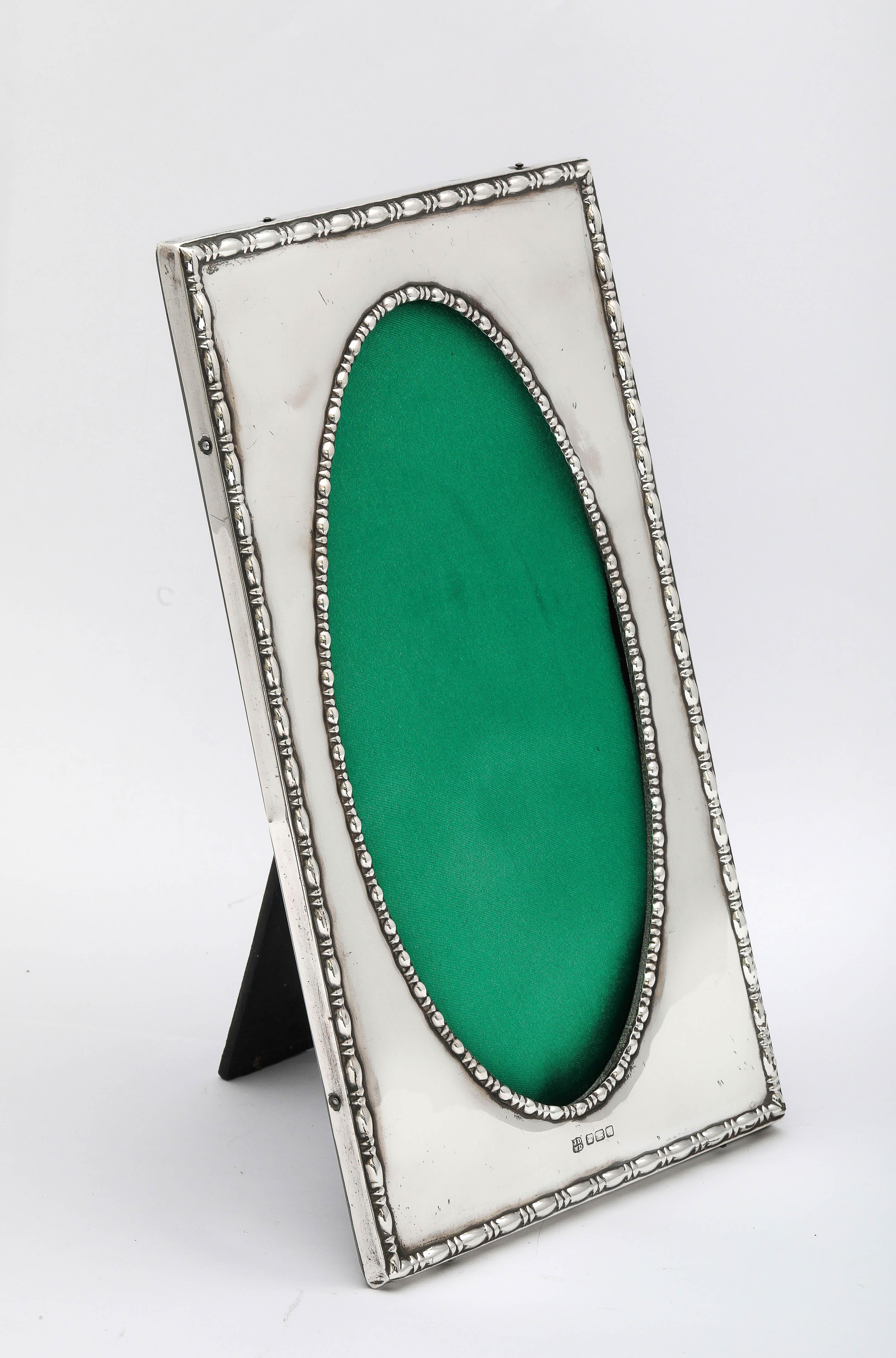 Unusual Tall Edwardian Period Sterling Silver Wood-Backed Picture Frame For Sale 1