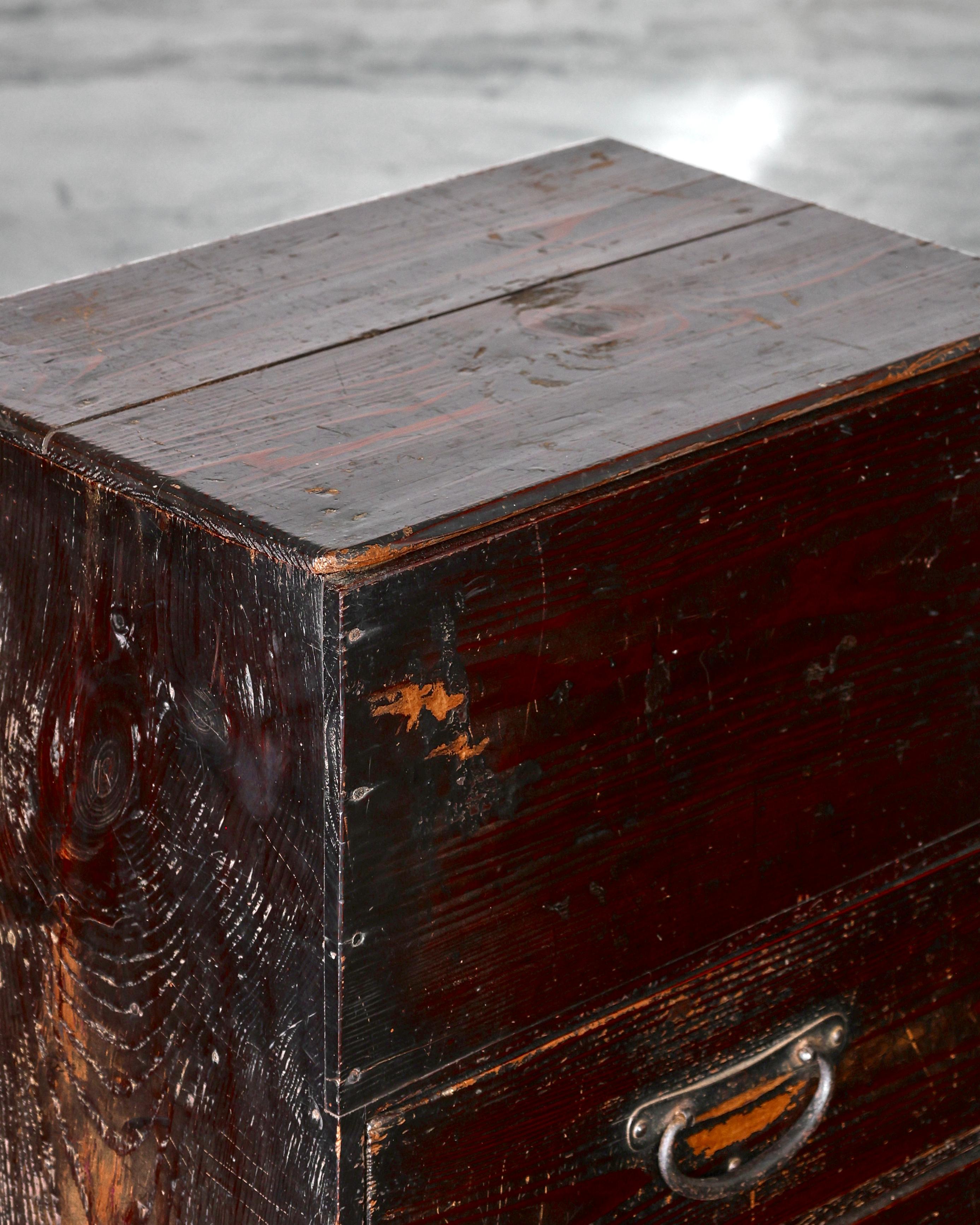 Insolito Tansu Wabi Sabi giapponese alto del periodo Meiji in vendita 5