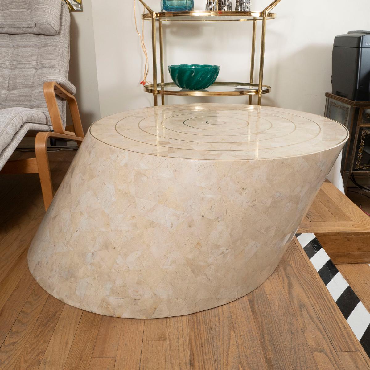 Unusual tessellated stone and brass side/coffee table.