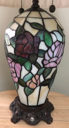 Unusual Tiffany Style Lamp with Base Illumination