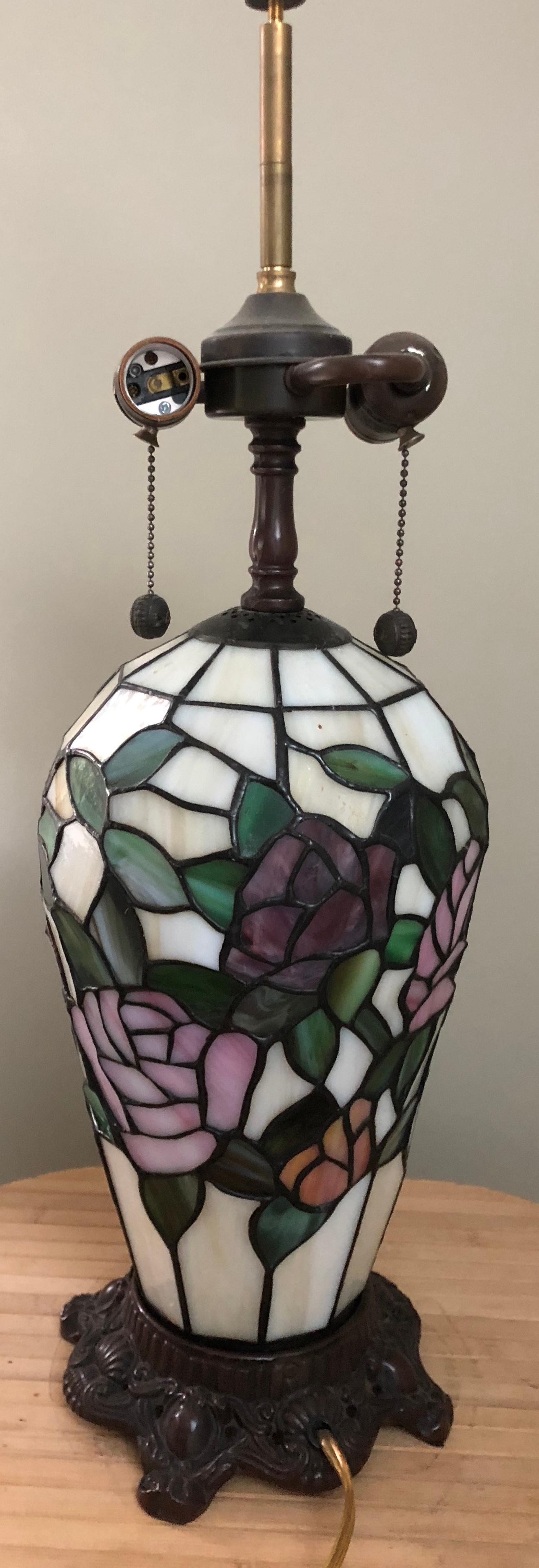Cut Glass Unusual Tiffany Style Lamp with Base Illumination For Sale