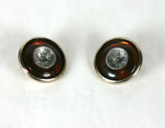 Unusual Tortoise Bakelite Compass Earrings