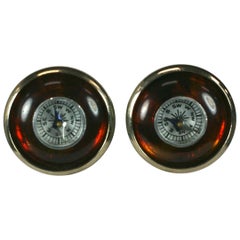 Unusual Tortoise Bakelite Compass Earrings