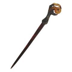 Unusual Tortoiseshell Carved Talon Hair Pick