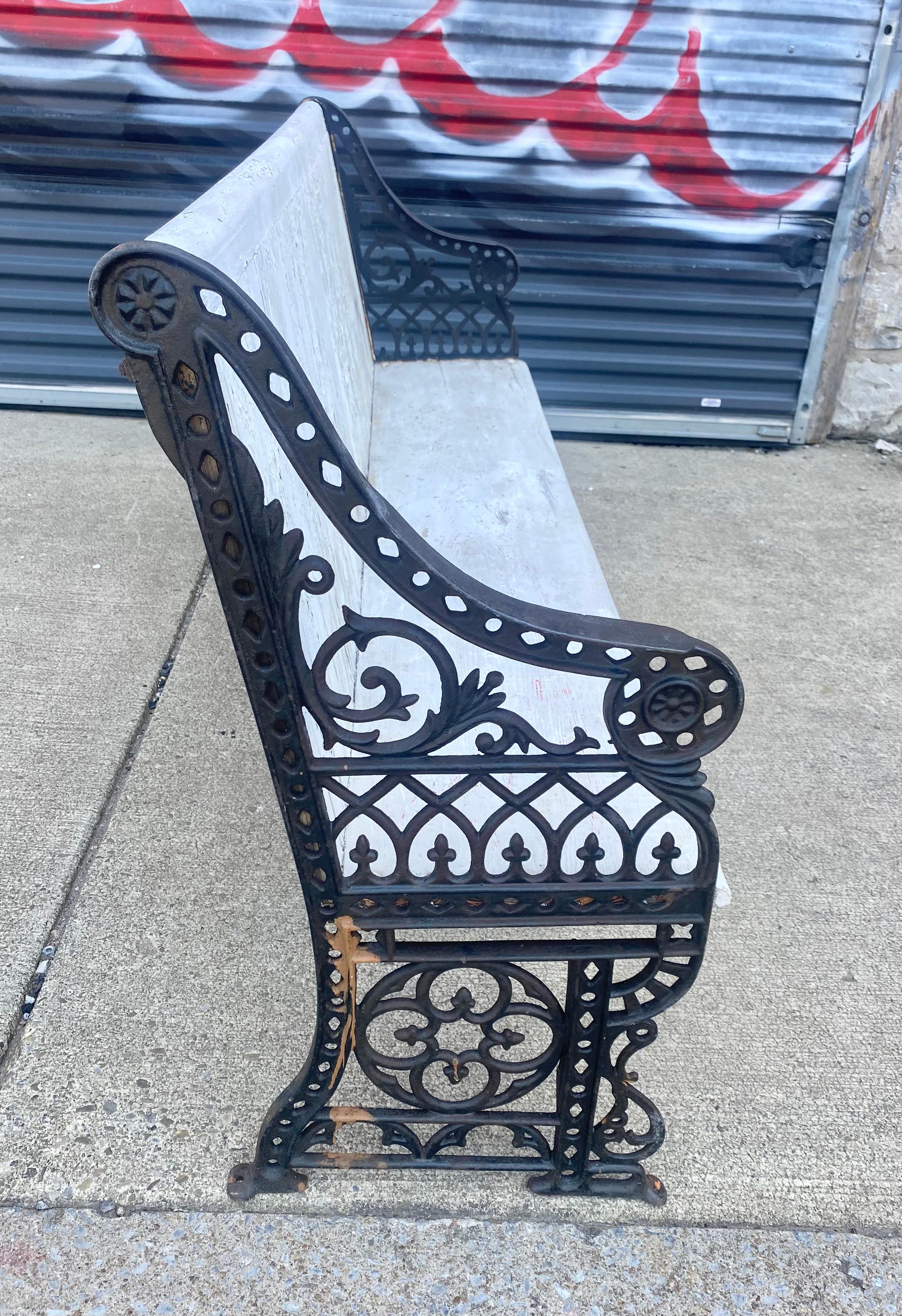 Gothic Unusual Train / Bus Terminal Cast Iron and Wood bench ....Garden bench For Sale