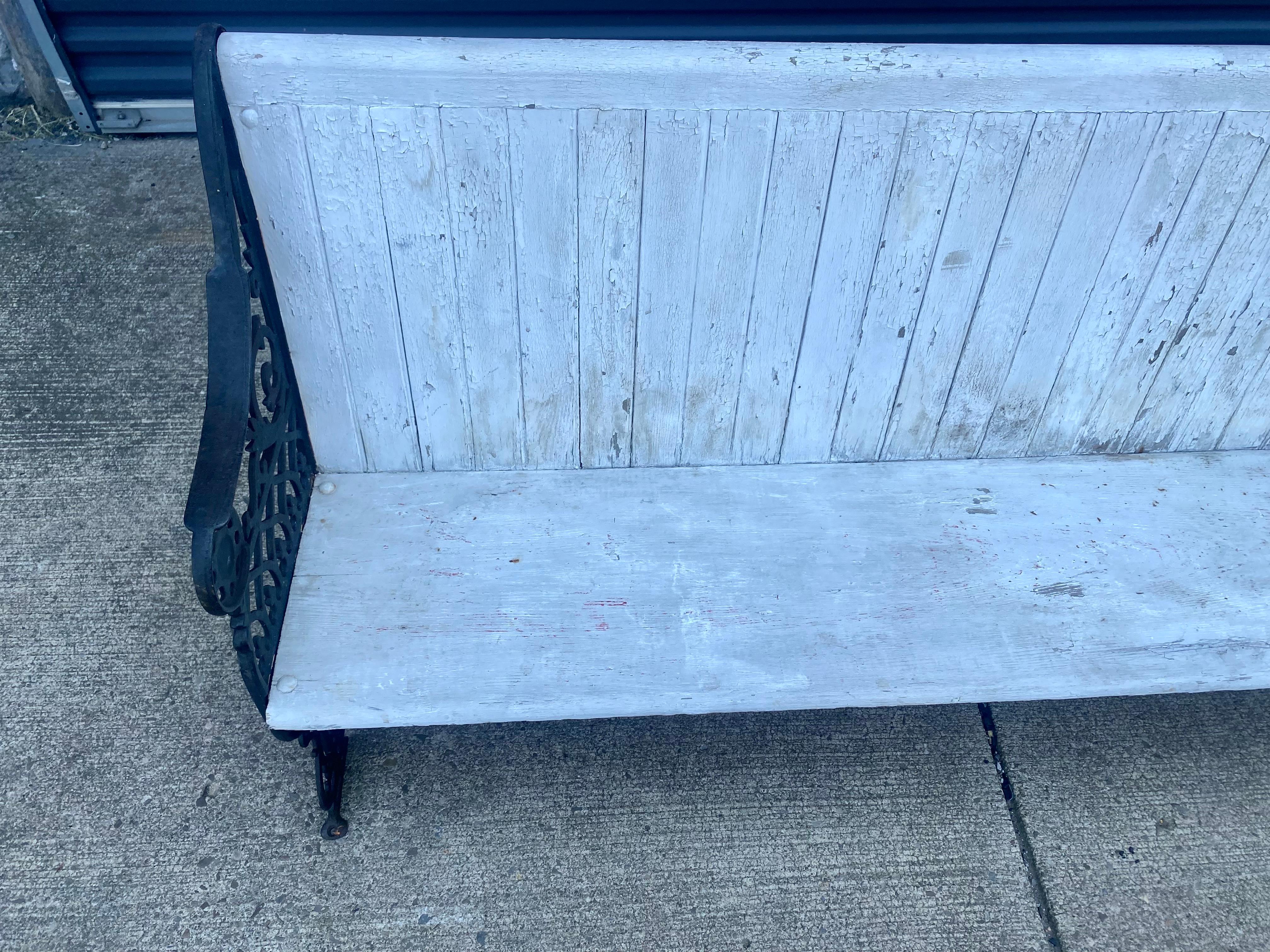 American Unusual Train / Bus Terminal Cast Iron and Wood bench ....Garden bench For Sale